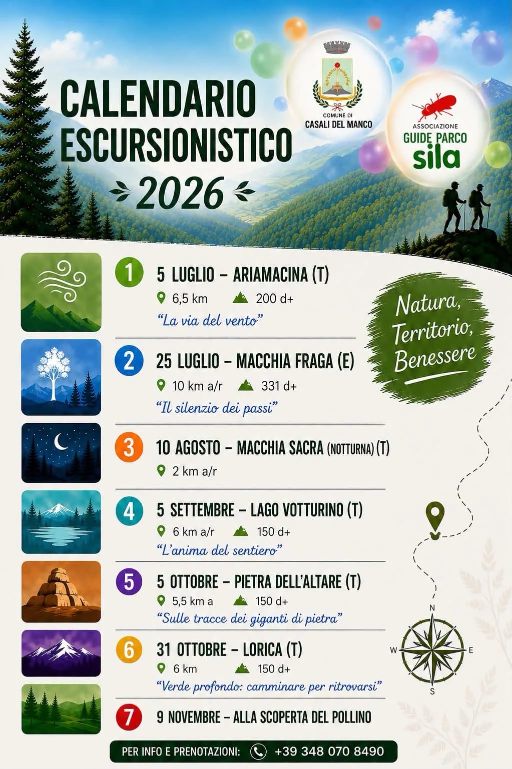 Locandina Alla scoperta del Pollino 2026 a Casali del Manco (Cosenza)