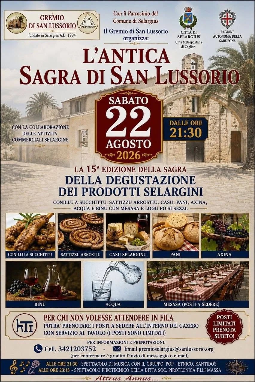 Locandina 15ª Sagra di San Lussorio 2026 a Selargius (Cagliari)