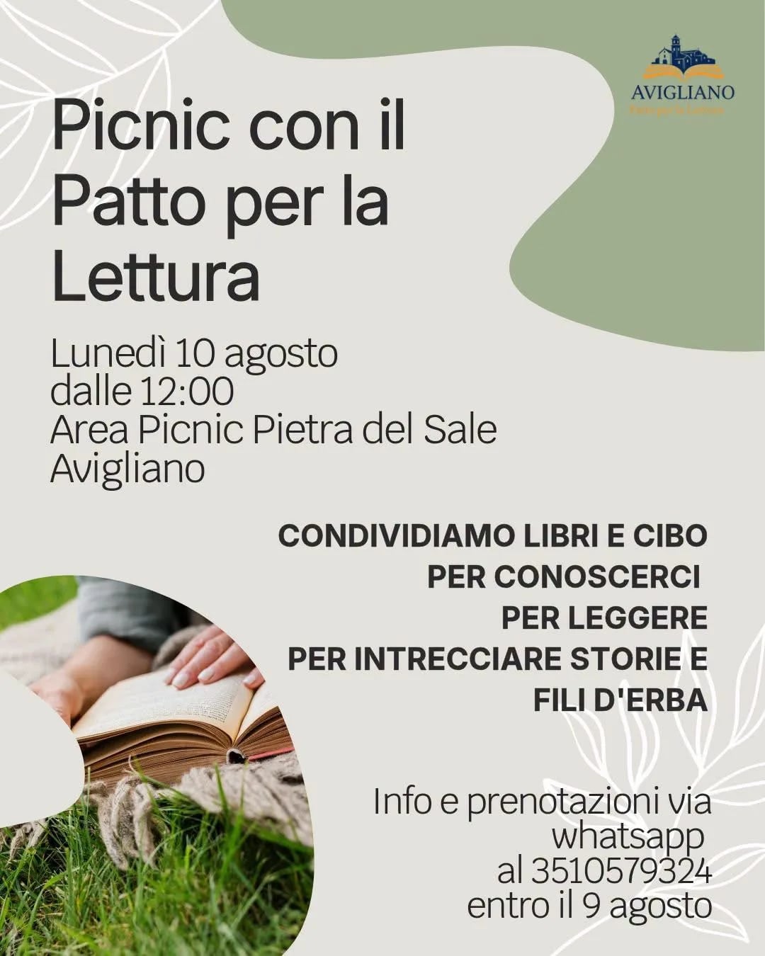 Locandina Picnic con il Patto per la Lettura 2026 a Avigliano (Potenza)