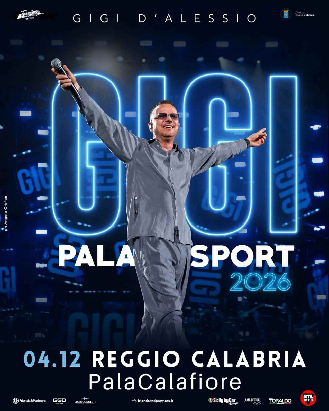 Locandina Gigi D'Alessio PalaSport 2026 a Reggio Calabria (Reggio Calabria)