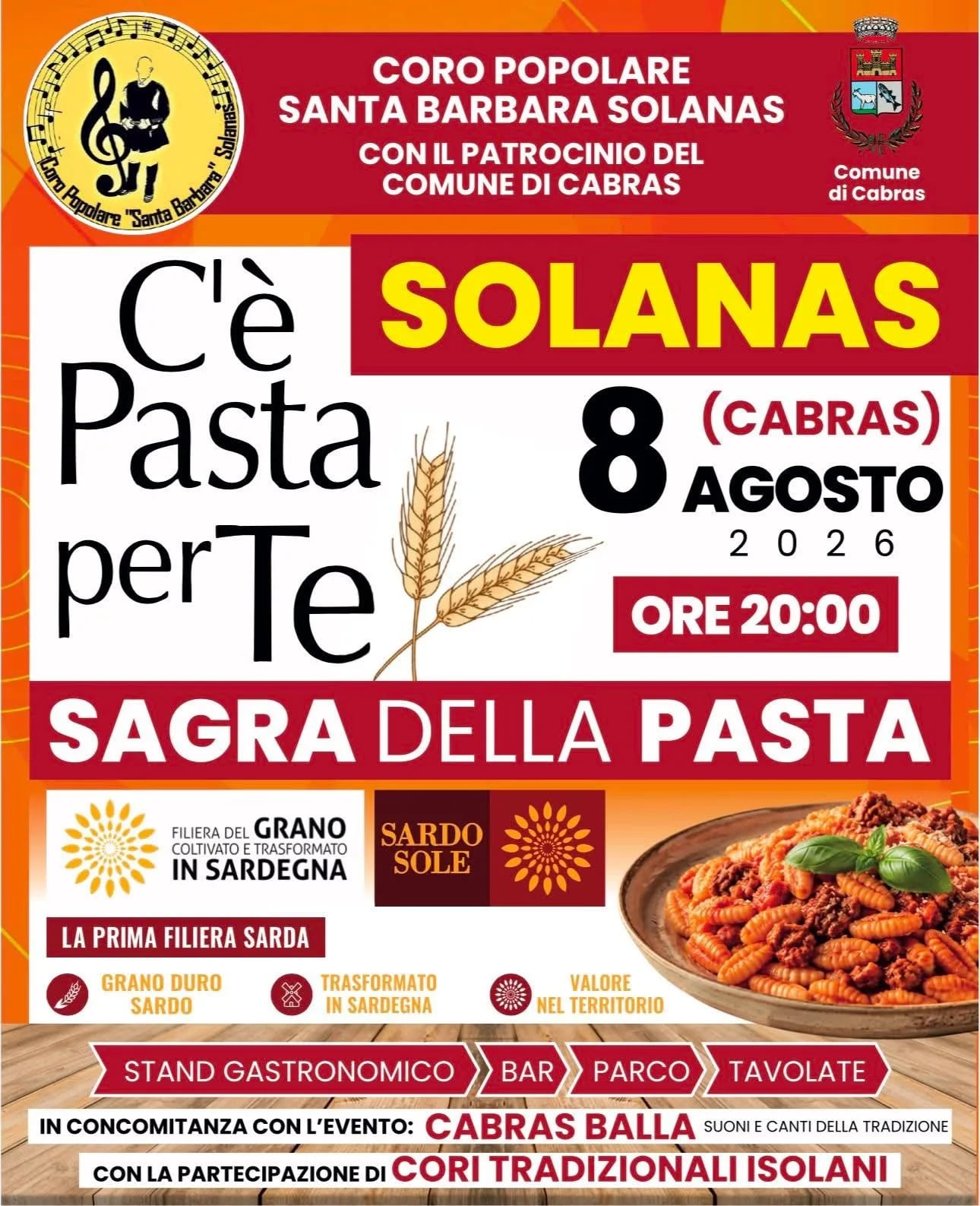 Locandina Sagra della Pasta 2026 a Cabras (Oristano)