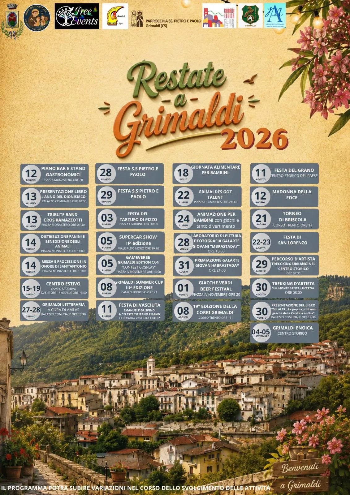 Locandina Festa di San Lorenzo 2026 a Grimaldi (Cosenza)