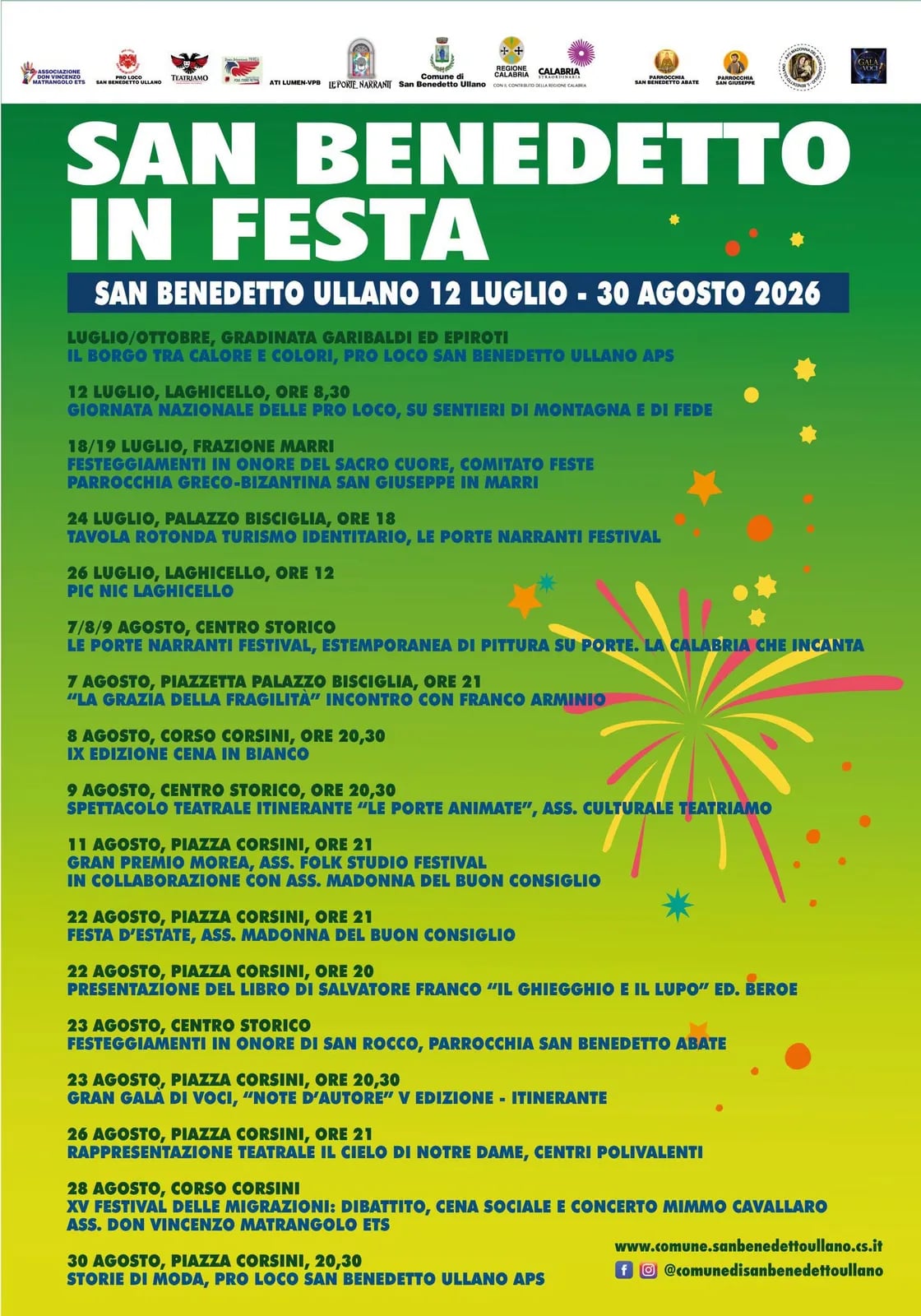 Locandina Festa d’Estate 2026 a San Benedetto Ullano (Cosenza)