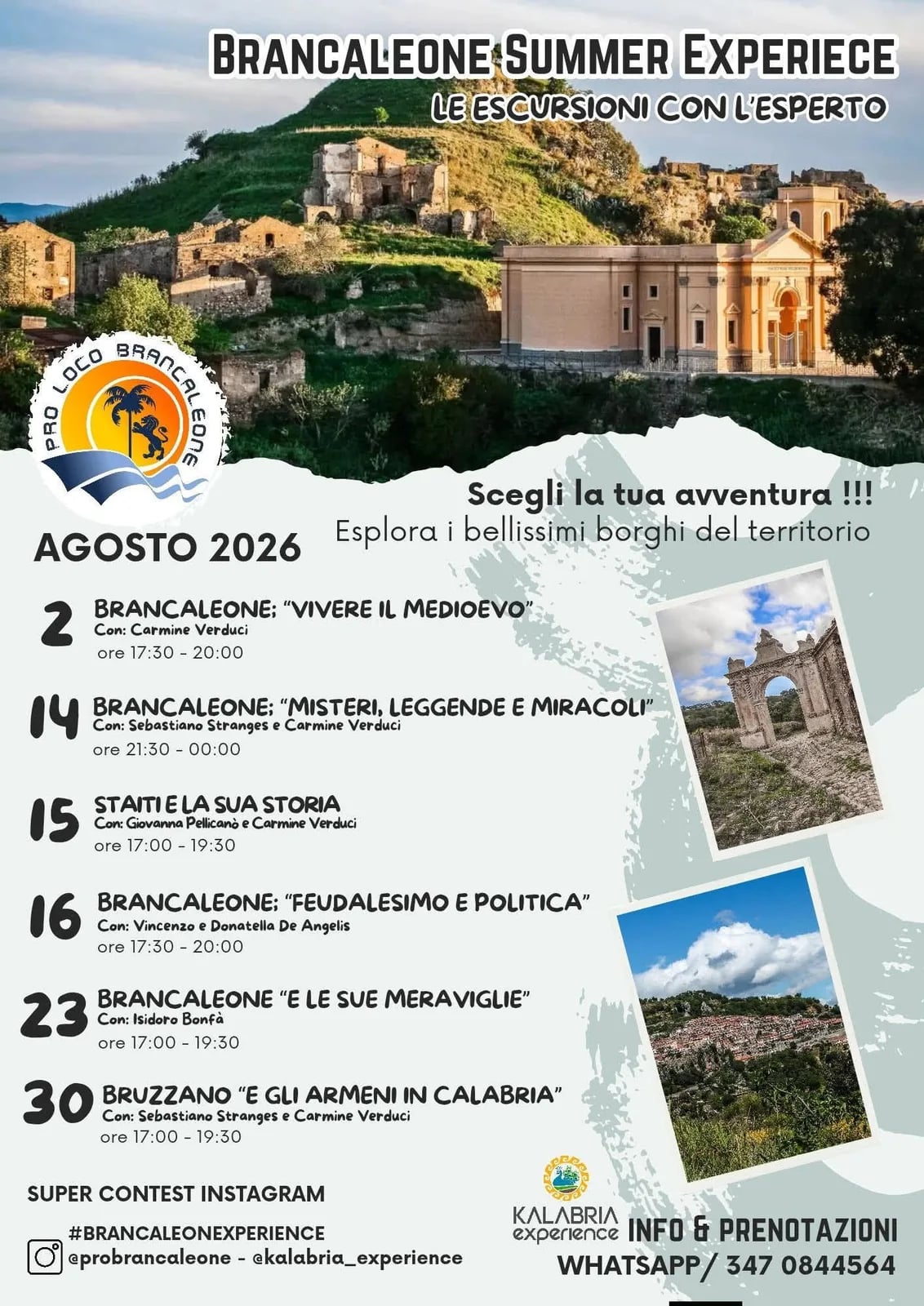 Locandina Brancaleone Summer Experience 2026: Stati e la Sua Storia a Brancaleone (Reggio calabria)