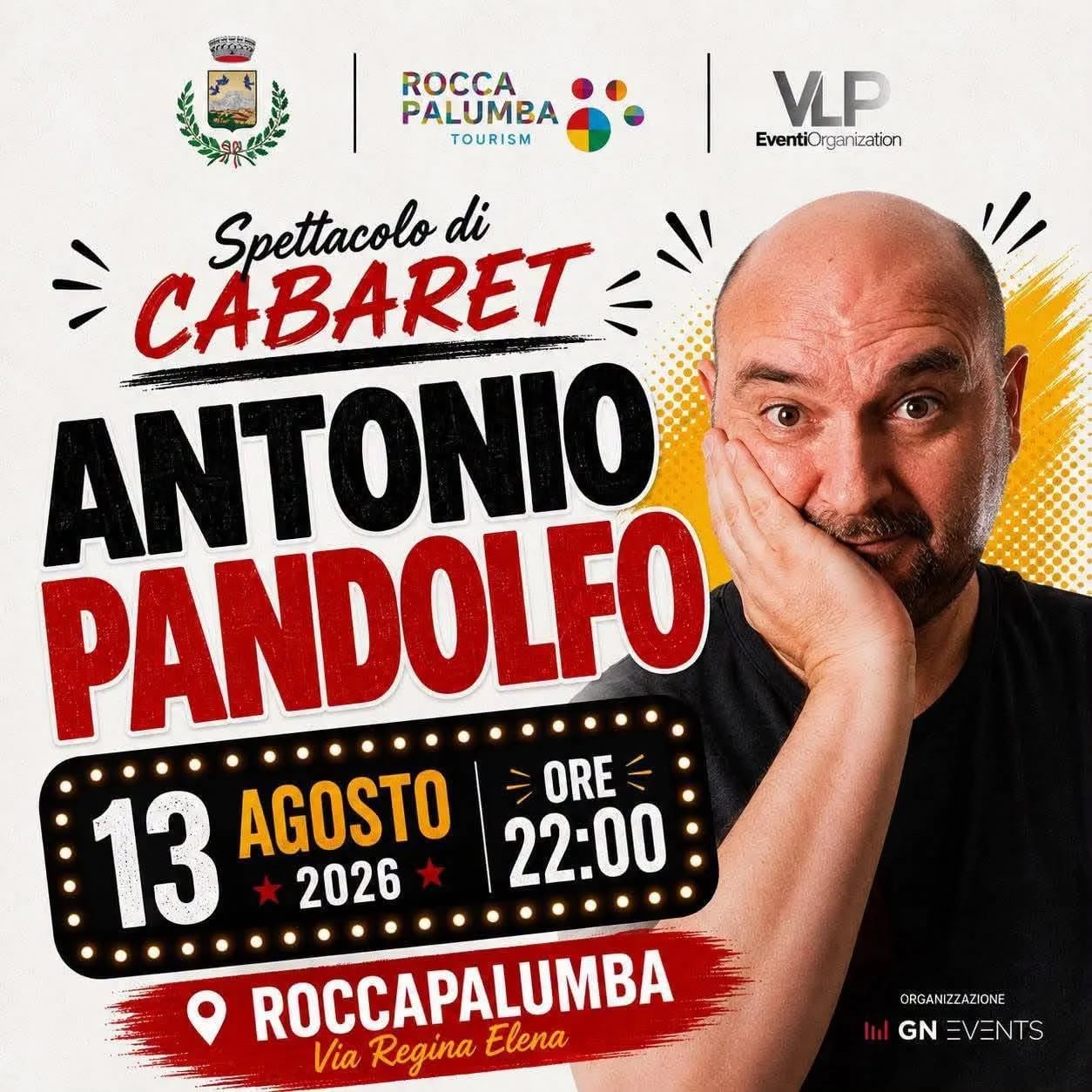 Locandina Spettacolo di Cabaret Antonio Pandolfo 2026 a Roccapalumba (Palermo)