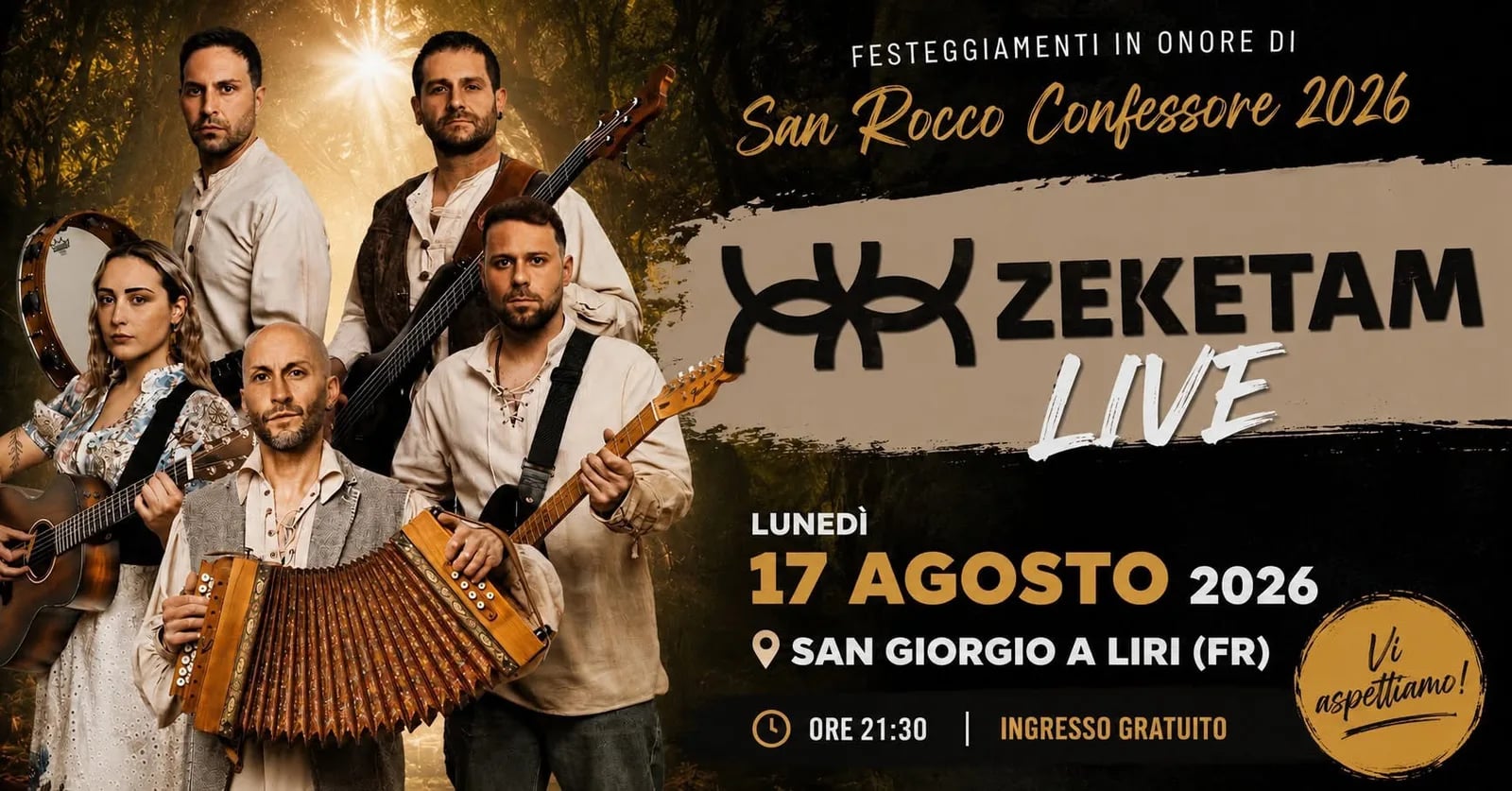 Locandina Festeggiamenti in onore di San Rocco Confessore 2026 a San Giorgio a Liri (Frosinone)