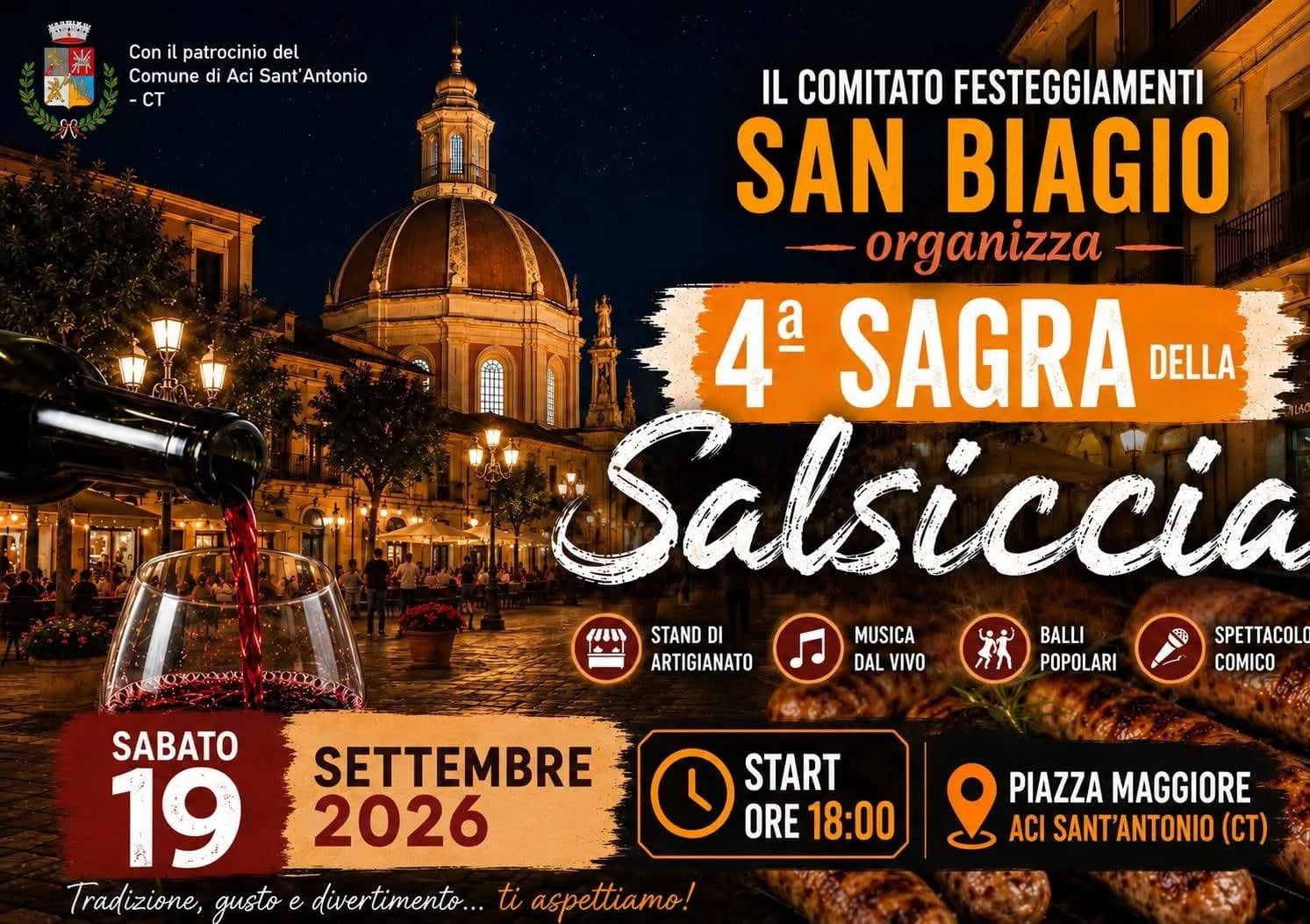 Locandina 4ª Sagra della Salsiccia 2026 a Aci Sant'Antonio (Catania)