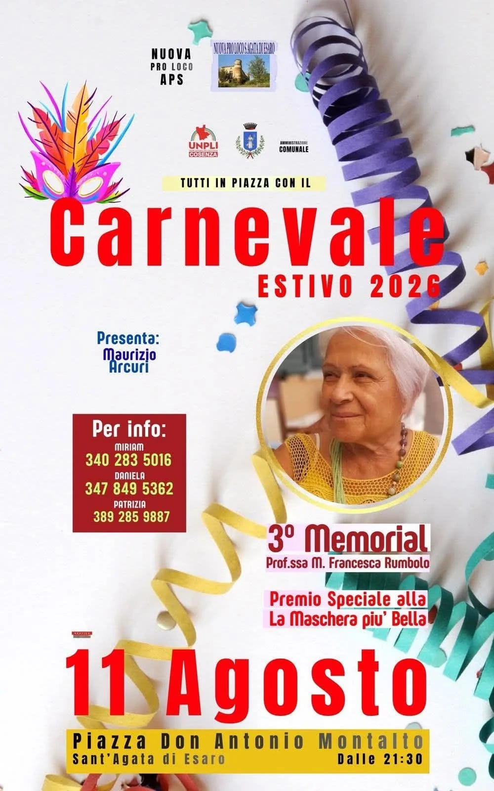 Locandina Carnevale Estivo 2026 a Sant'Agata di Esaro a Sant'Agata di Esaro (Cosenza)