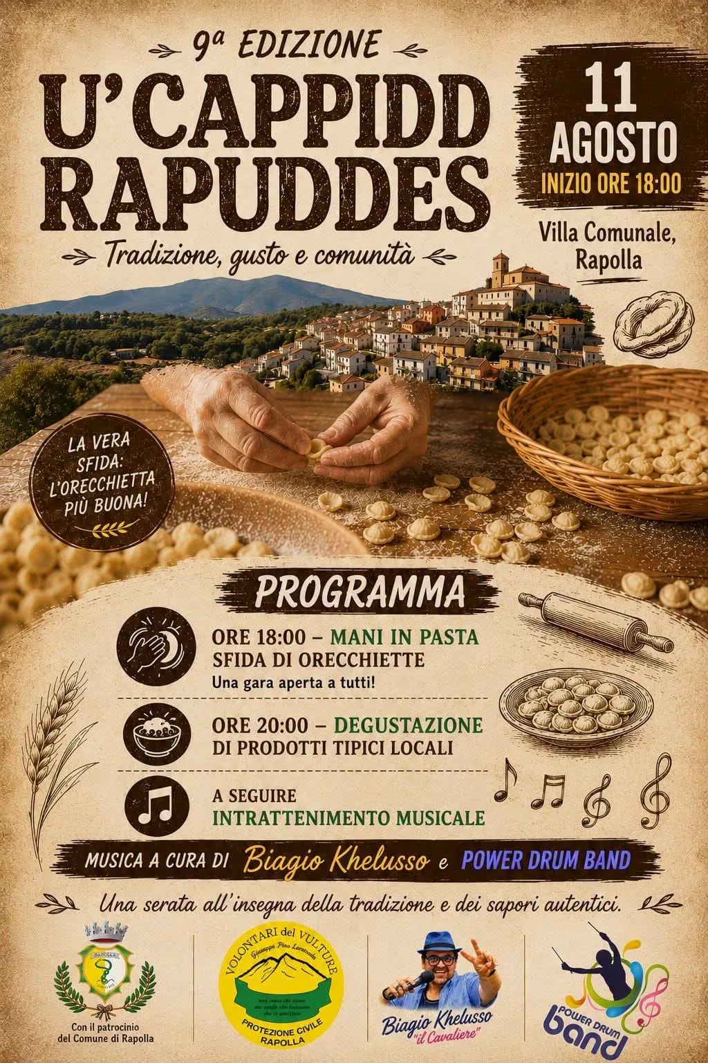 Locandina 9ª Edizione U'Cappidd Rapuddes 2026 a Rapolla (Potenza)
