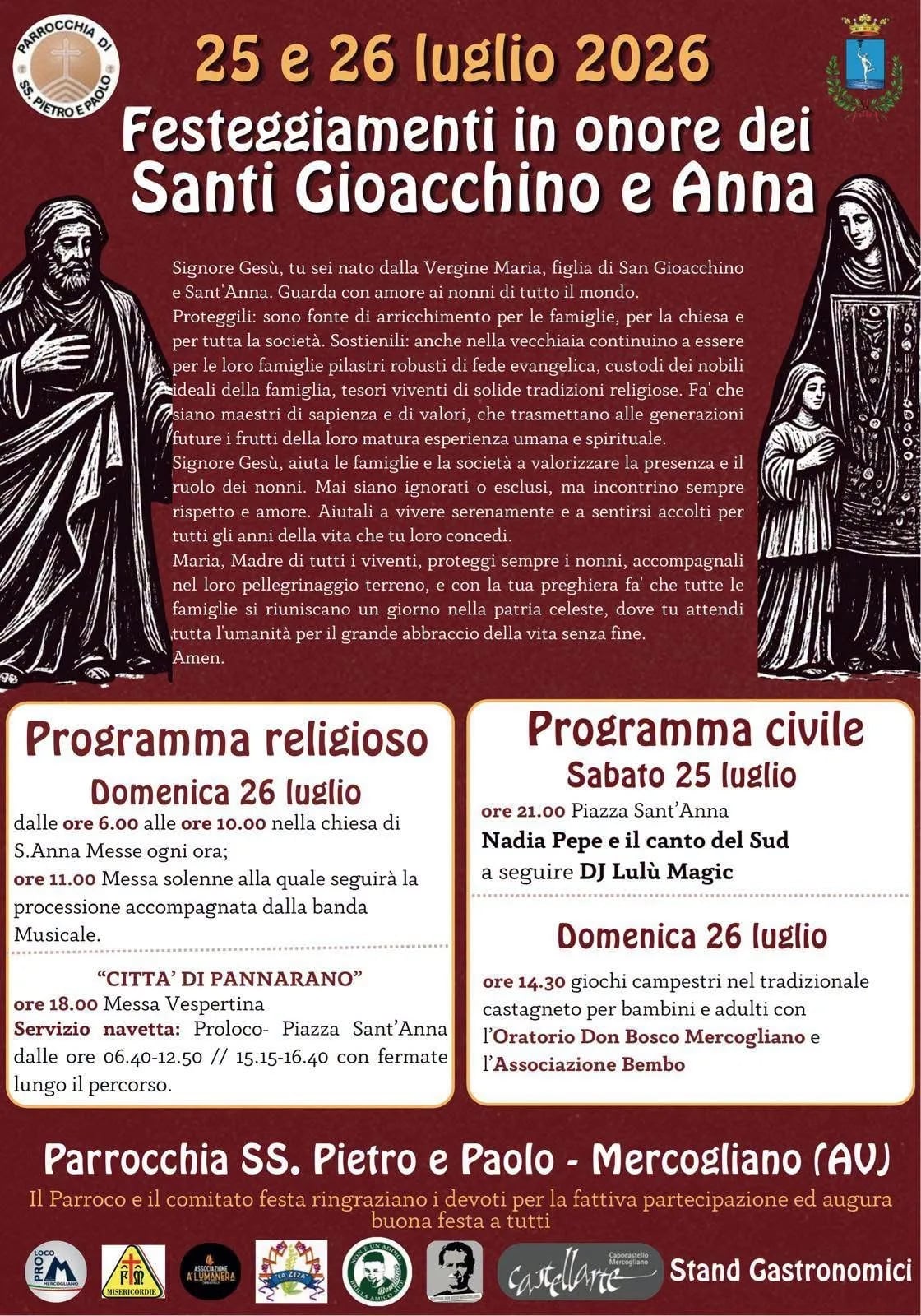 Festeggiamenti dei Santi Gioacchino e Anna 2026