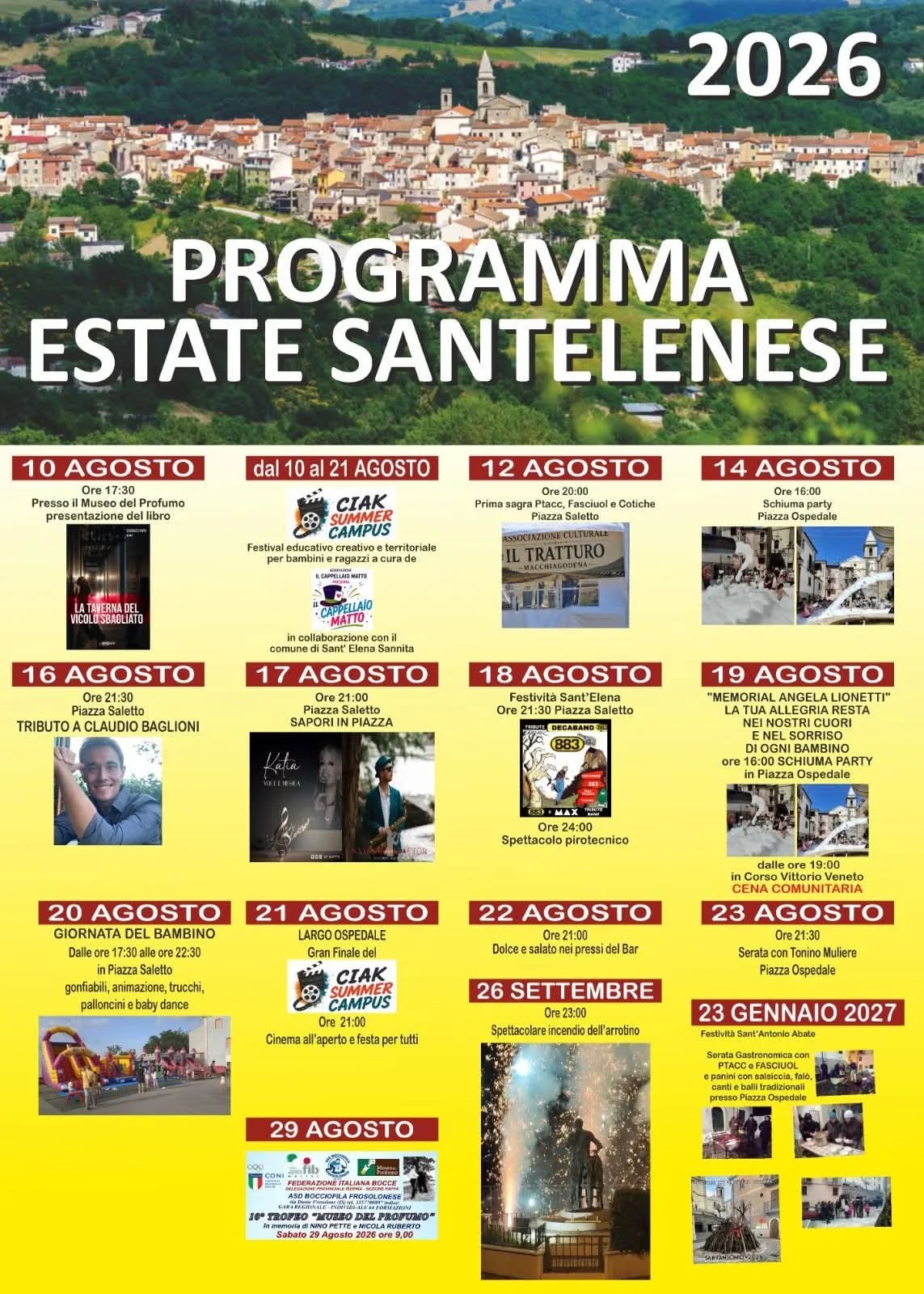 Locandina Tributo a Claudio Baglioni 2026 a Sant'Elena Sannita (Isernia)