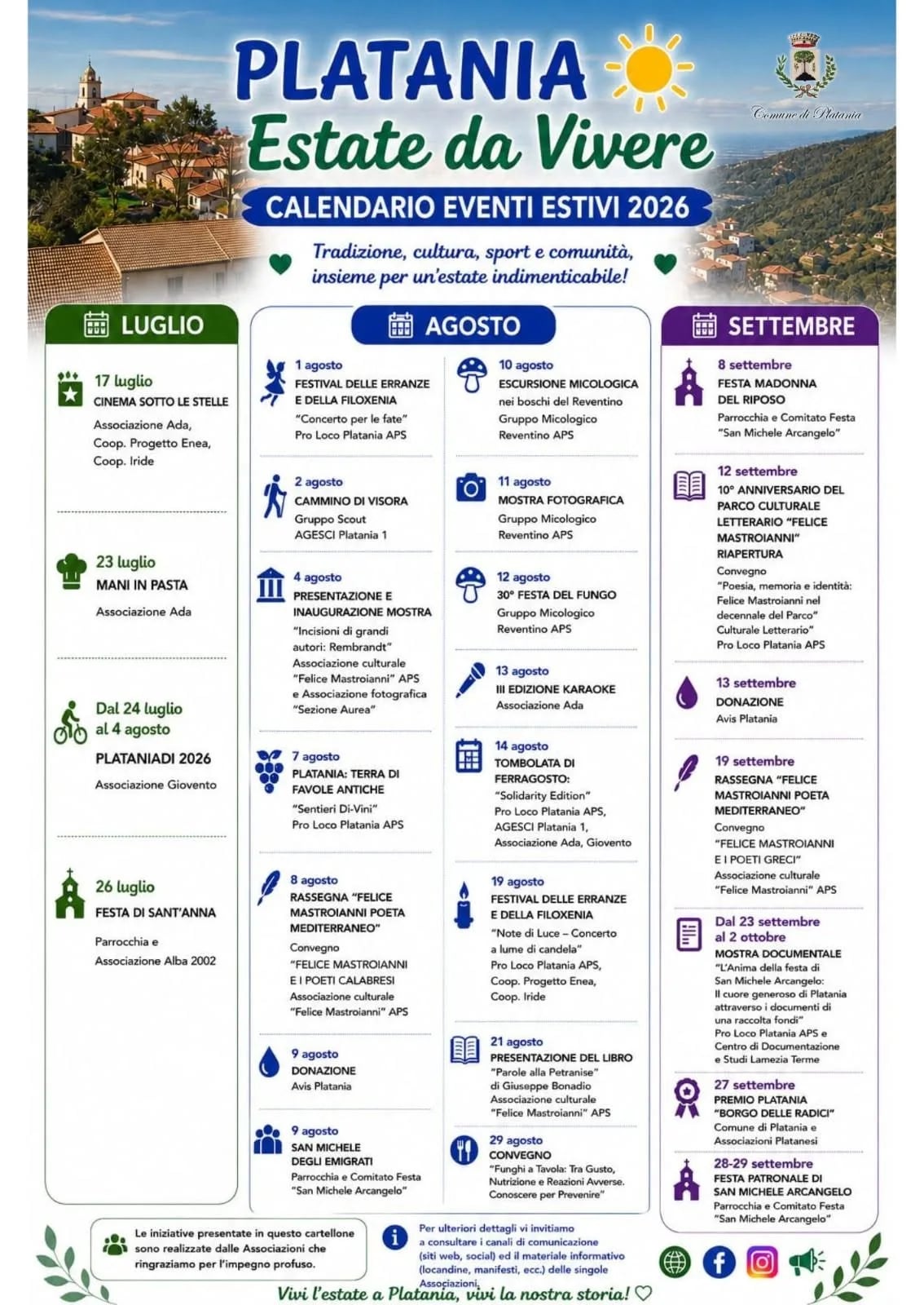Locandina Convegno: Funghi a Tavola 2026 a Platania (Catanzaro)