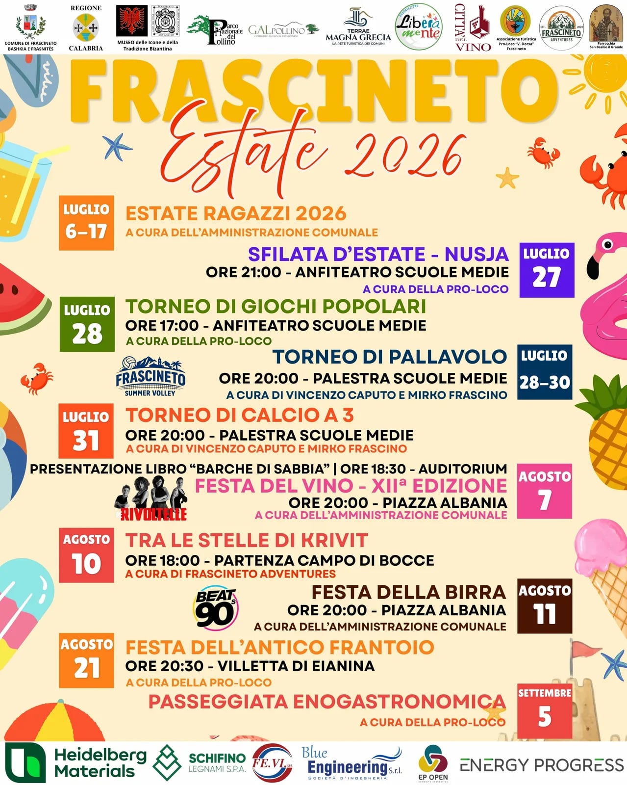 Locandina Passeggiata Enogastronomica 2026 a Frascineto (Cosenza)