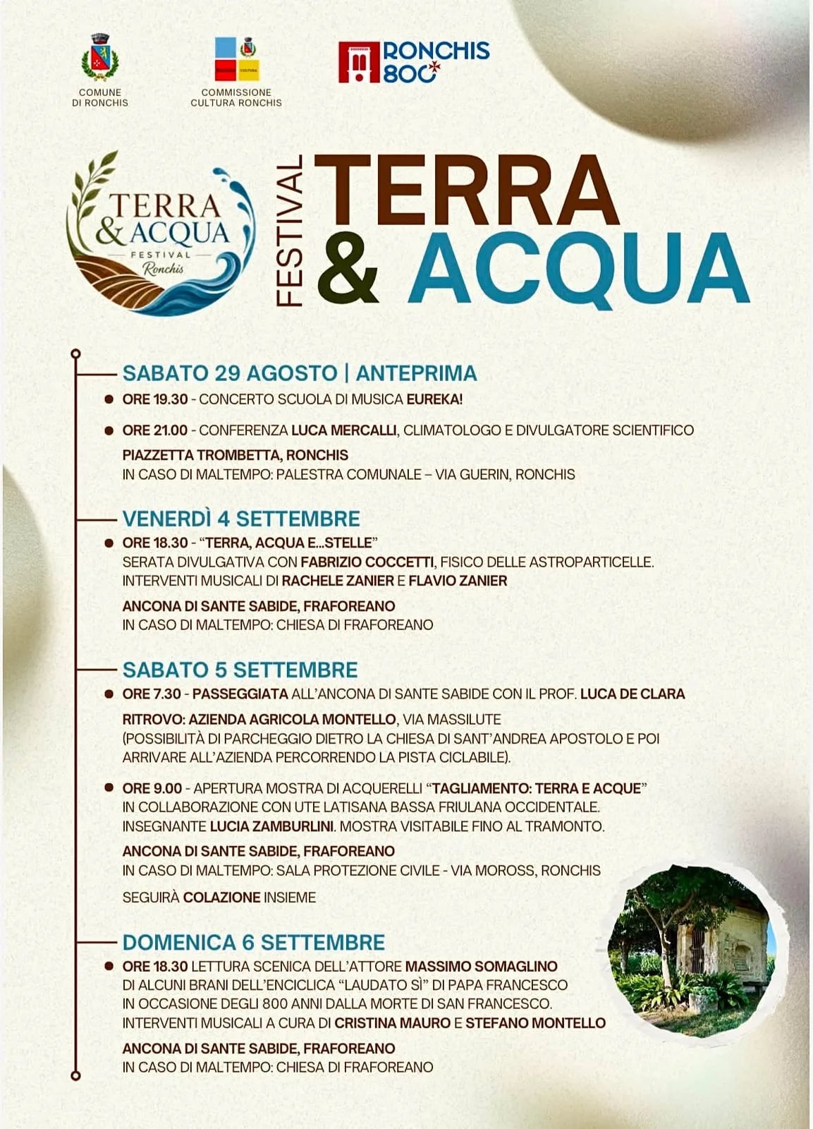 Locandina calendario eventi estate 2026 a Ronchis (Udine)