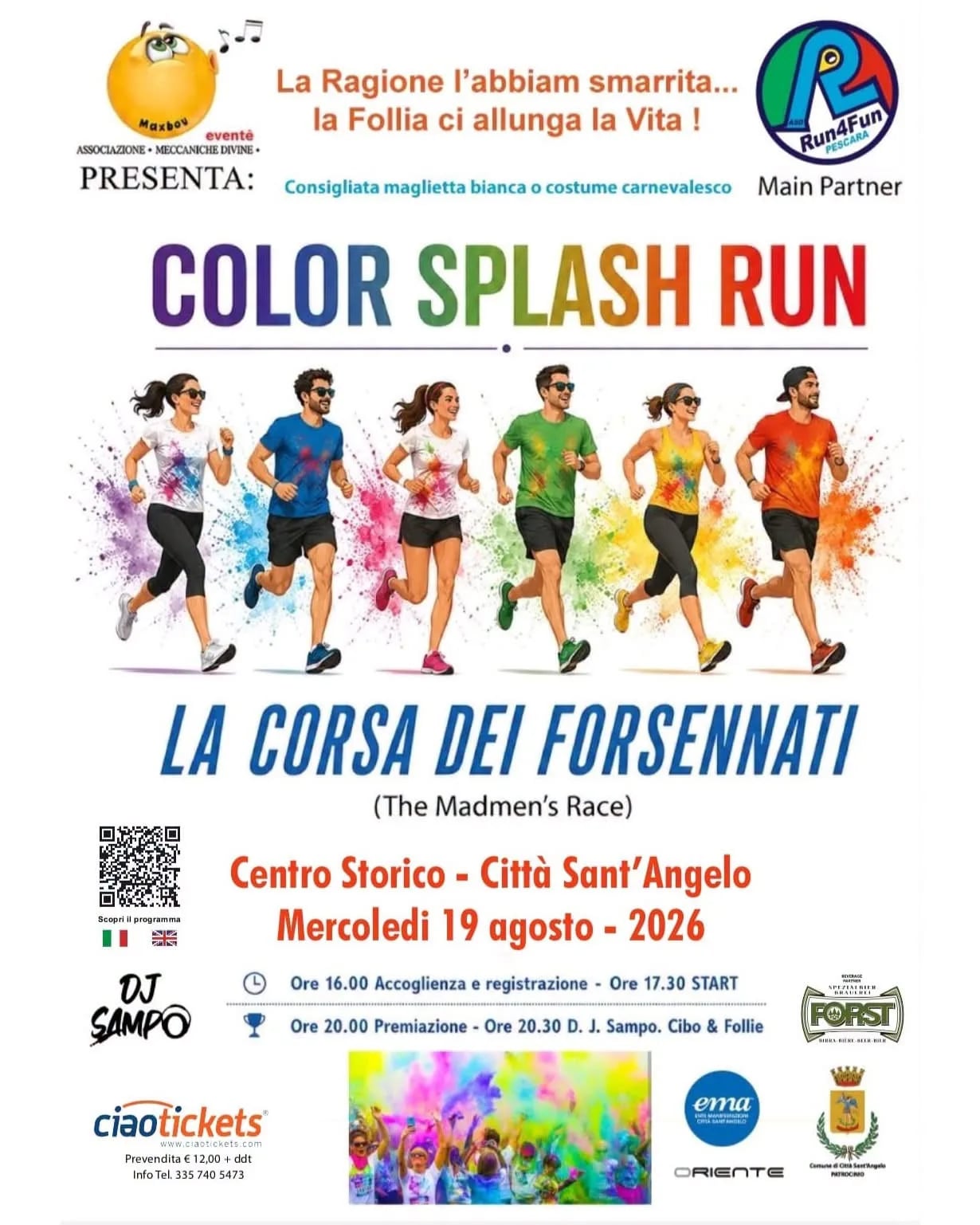 Locandina Color Splash Run 2026 a Città Sant'Angelo (Pescara)