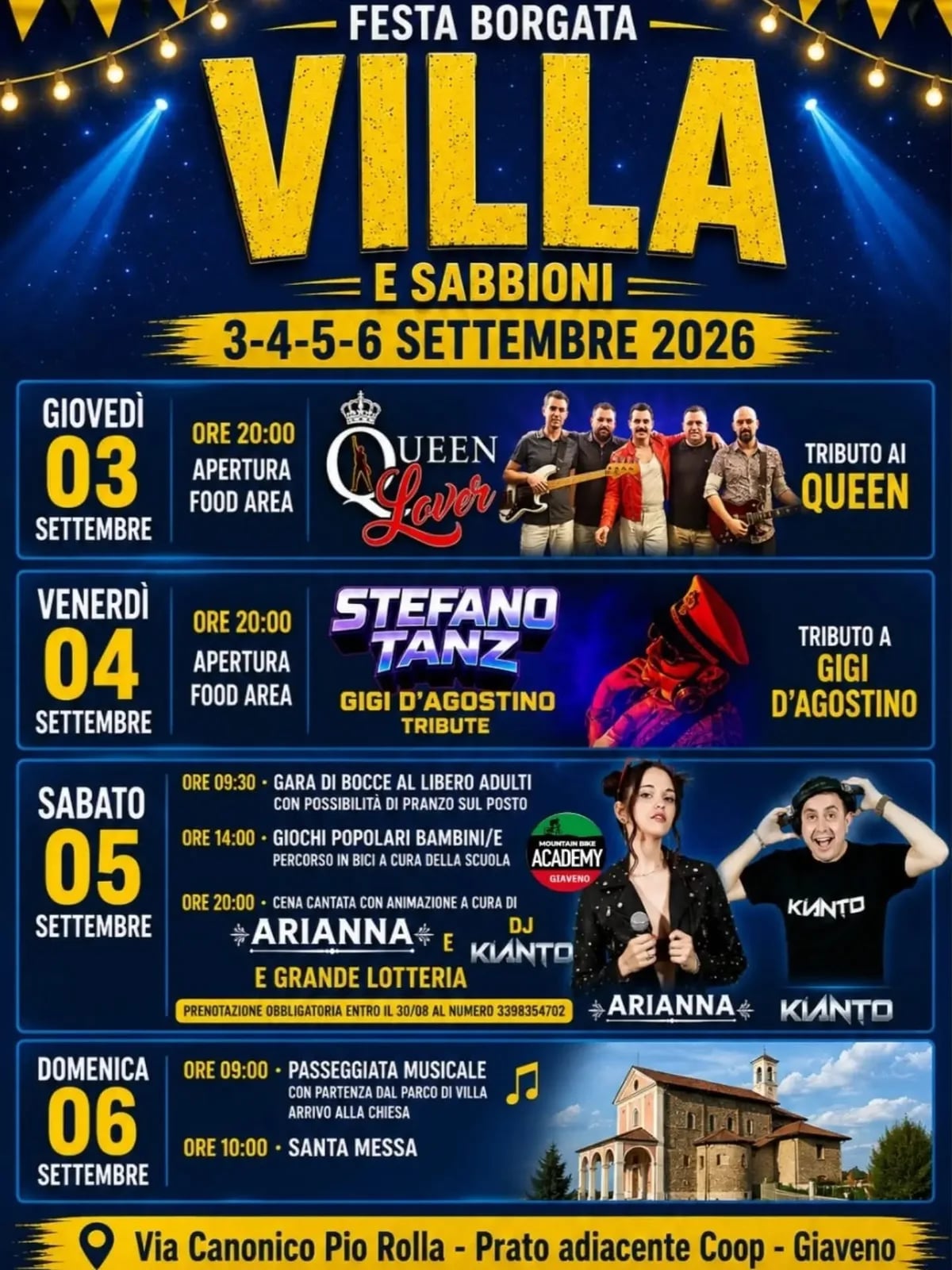 Tributo ai Queen — Festa Borgata Villa e Sabbioni 2026