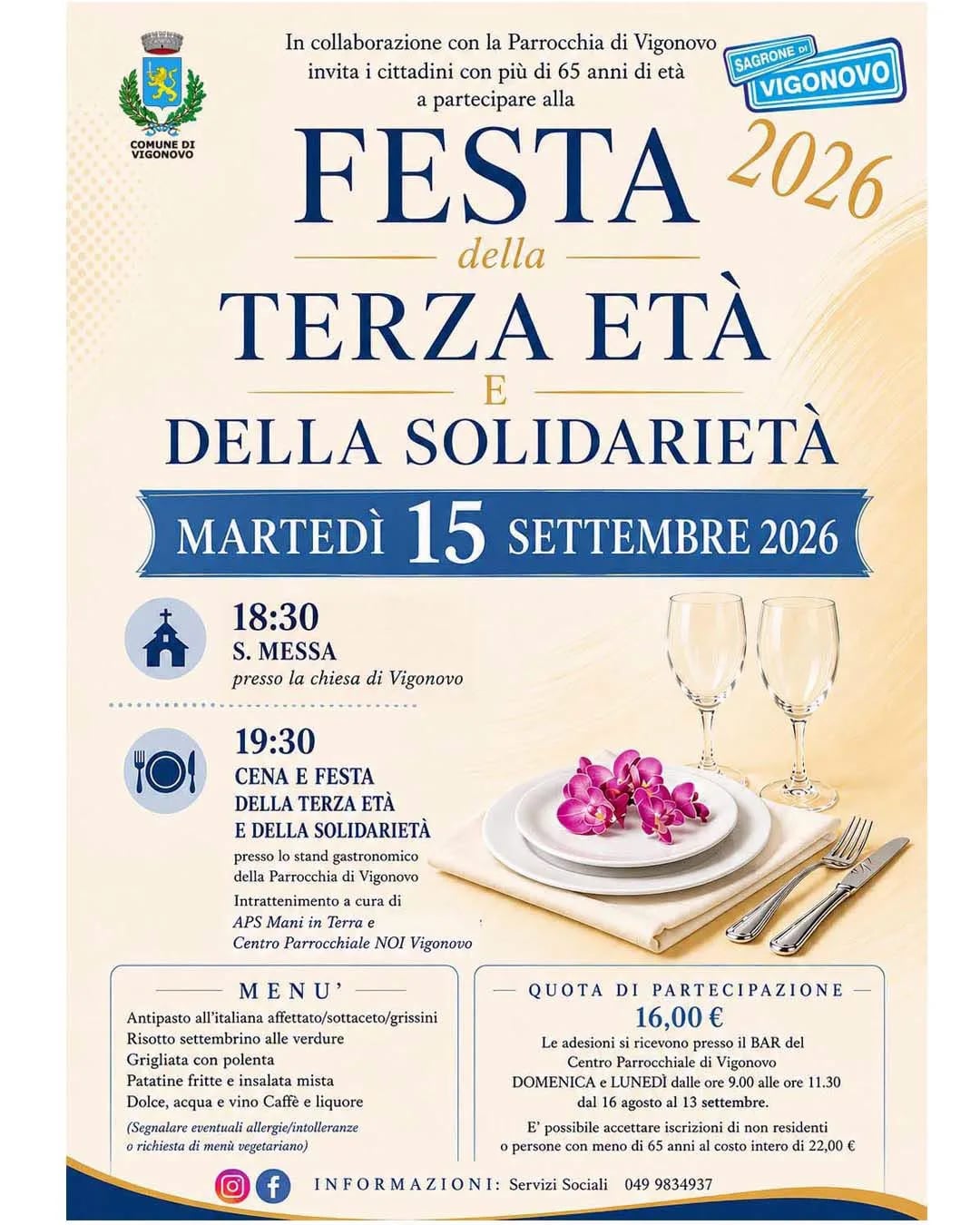 Locandina calendario eventi settembre 2026 a Vigonovo (Venezia)