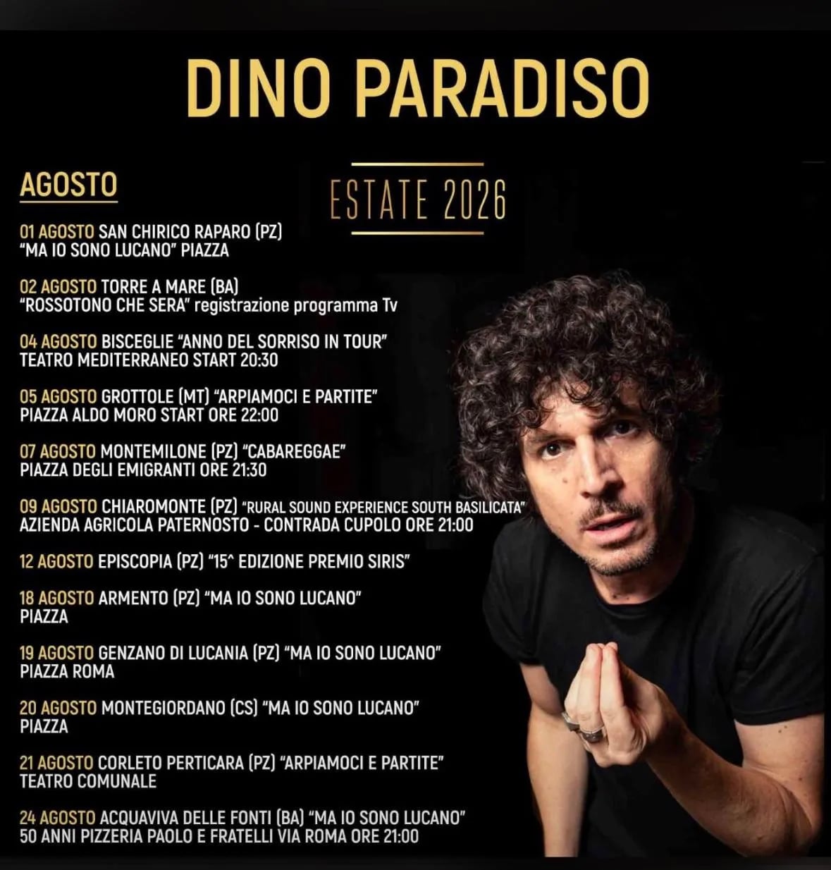 Locandina calendario eventi agosto 2026 a San Chirico Raparo (Potenza)