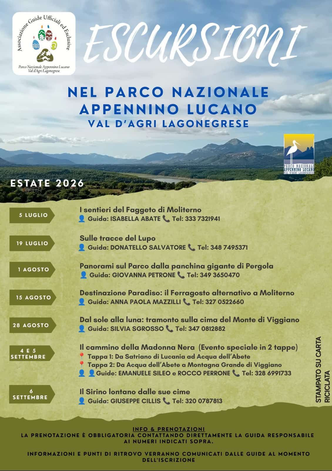 ESCURSIONI nel Parco Nazionale Appennino Lucano 2026