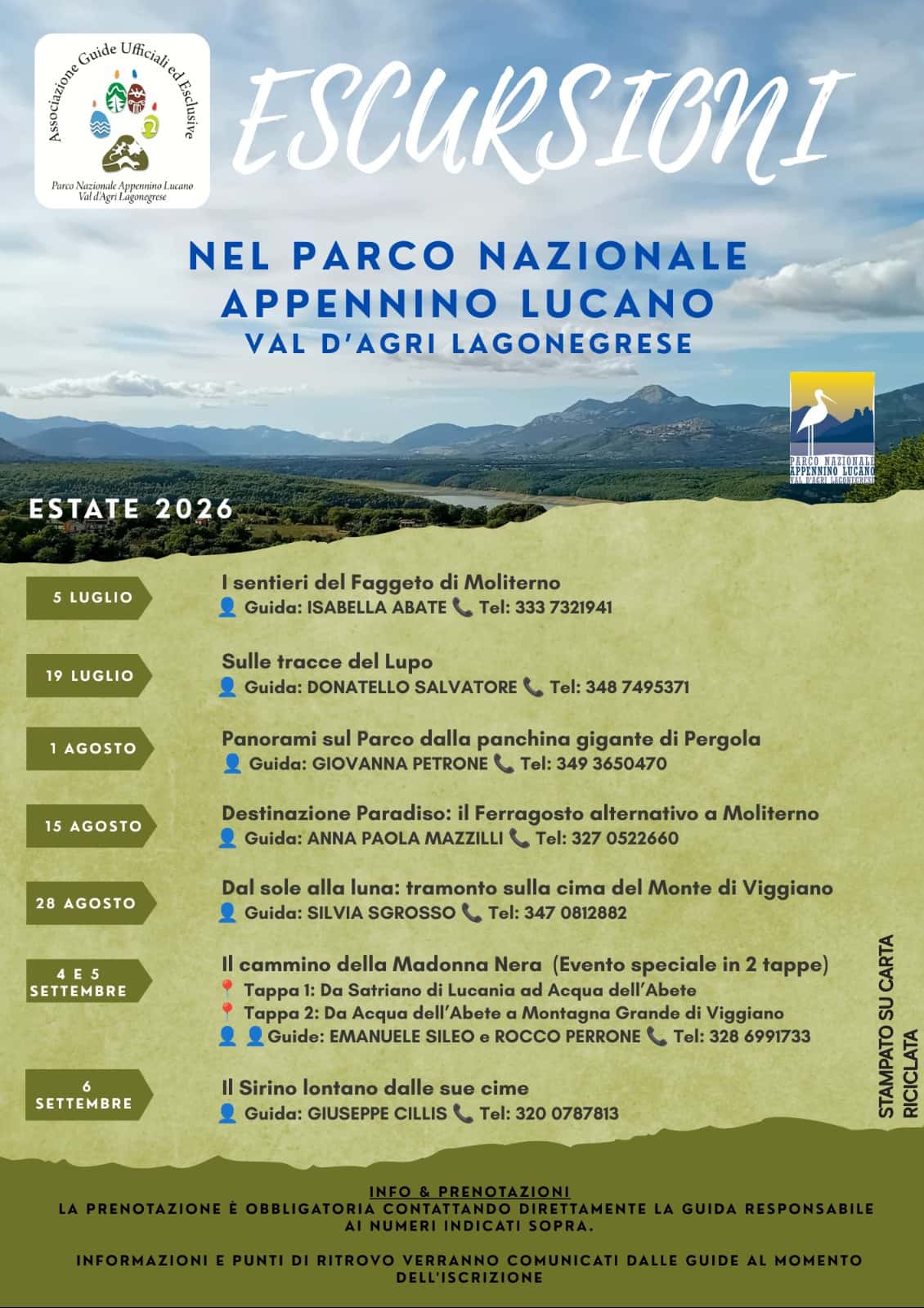 ESCURSIONI nel Parco Nazionale Appennino Lucano 2026