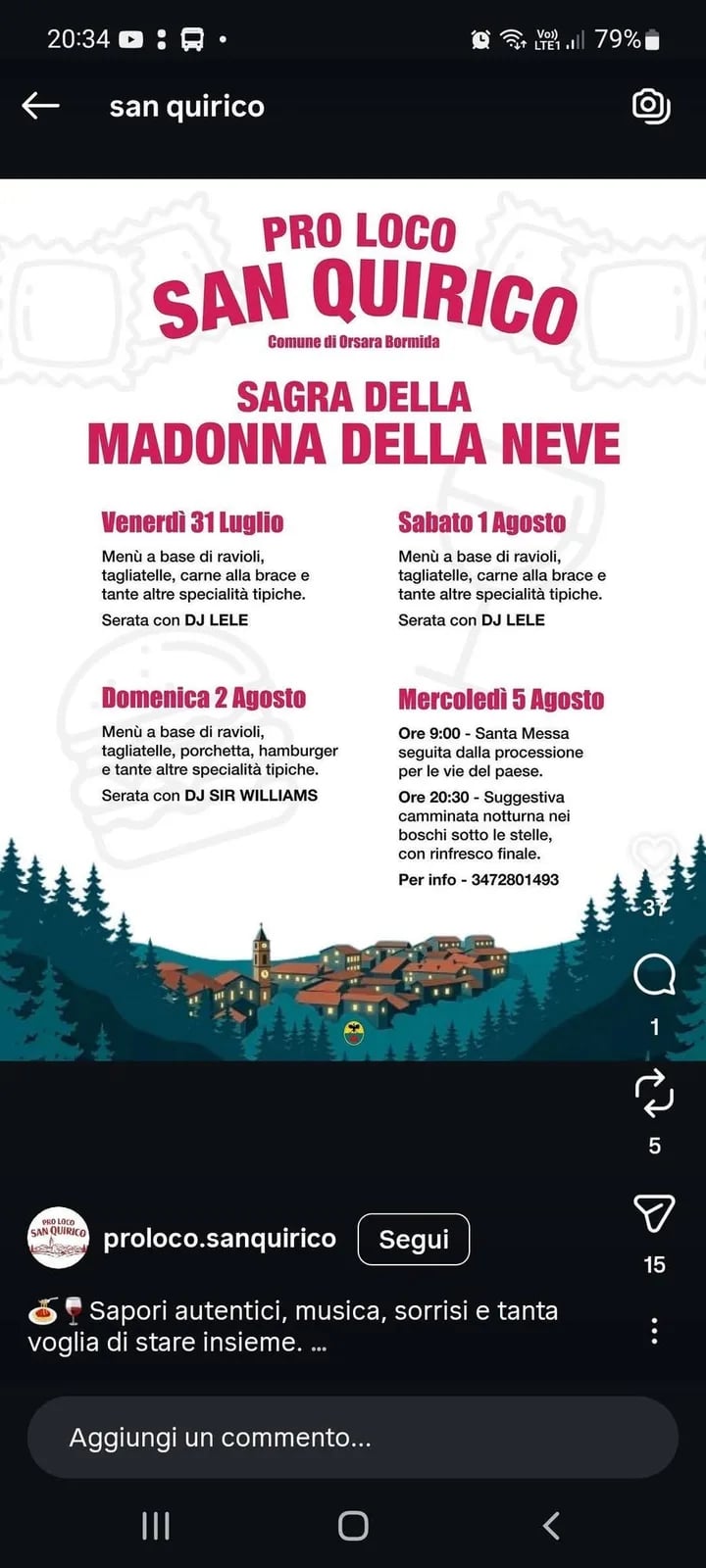 Locandina Sagra Madonna della Neve — DJ Lele 2027 a Orsara Bormida (Alessandria)