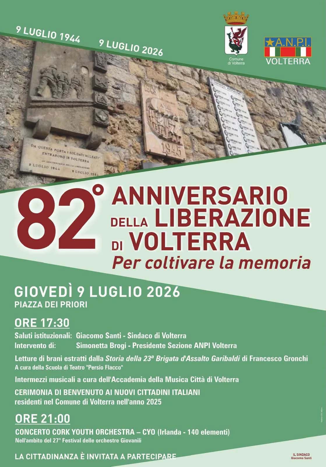 82° Anniversario della Liberazione di Volterra 2026