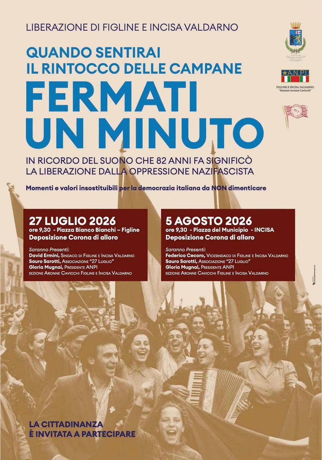Deposizione corona di alloro — Incisa 2026