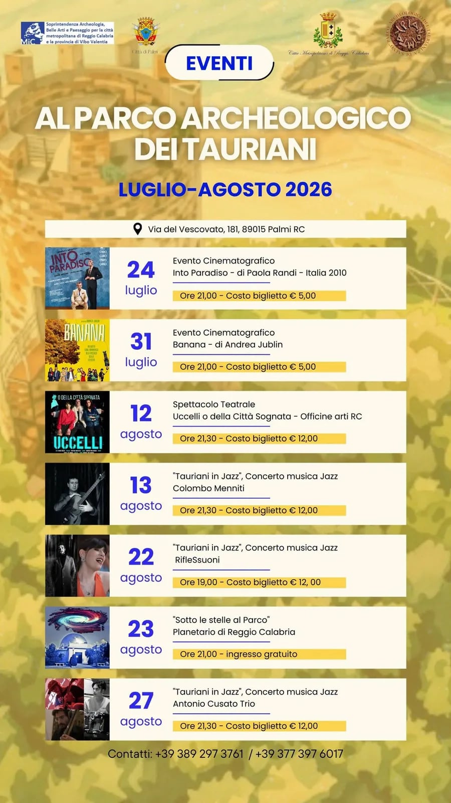 Locandina Tauriani in Jazz: Colombo Menniti — 2026 a Palmi (Reggio calabria)