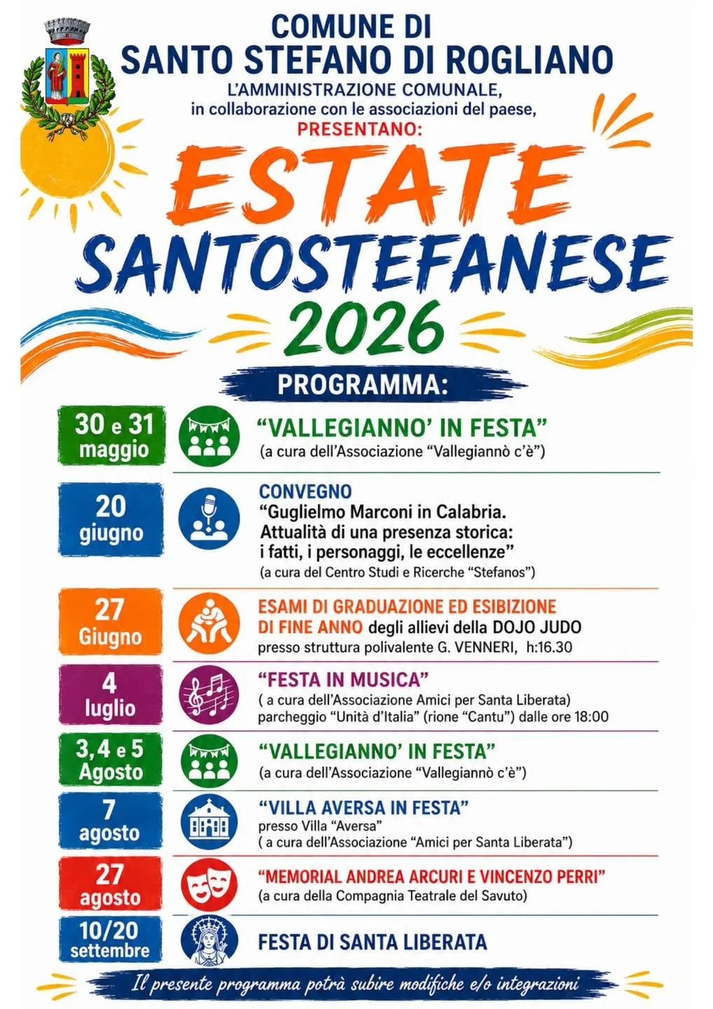 Locandina Festa di Santa Liberata — Estate Santostefanese 2026 a Santo Stefano di Rogliano (Cosenza)