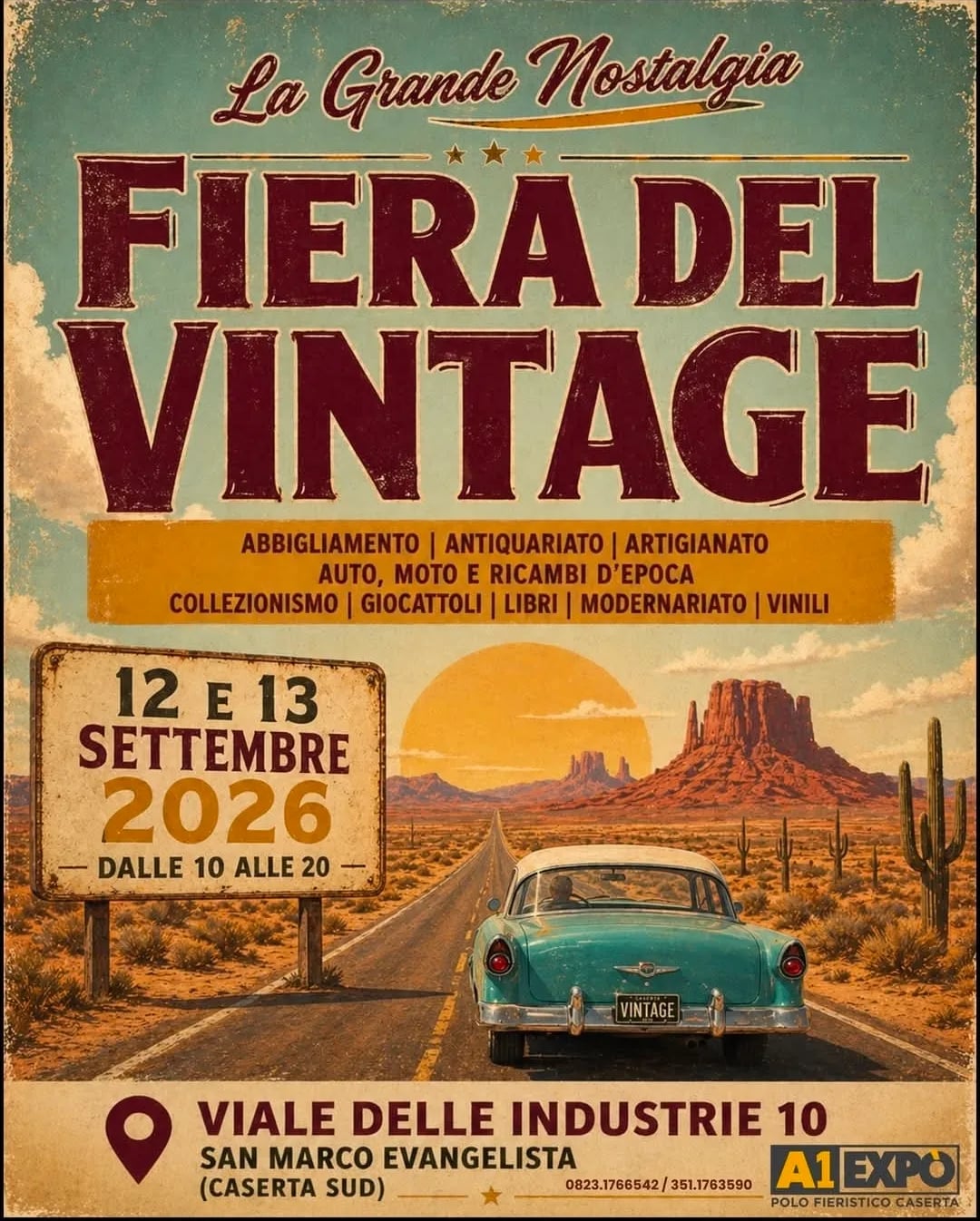 Locandina La Grande Nostalgia - Fiera del Vintage 2026 a San Marco Evangelista (Caserta)