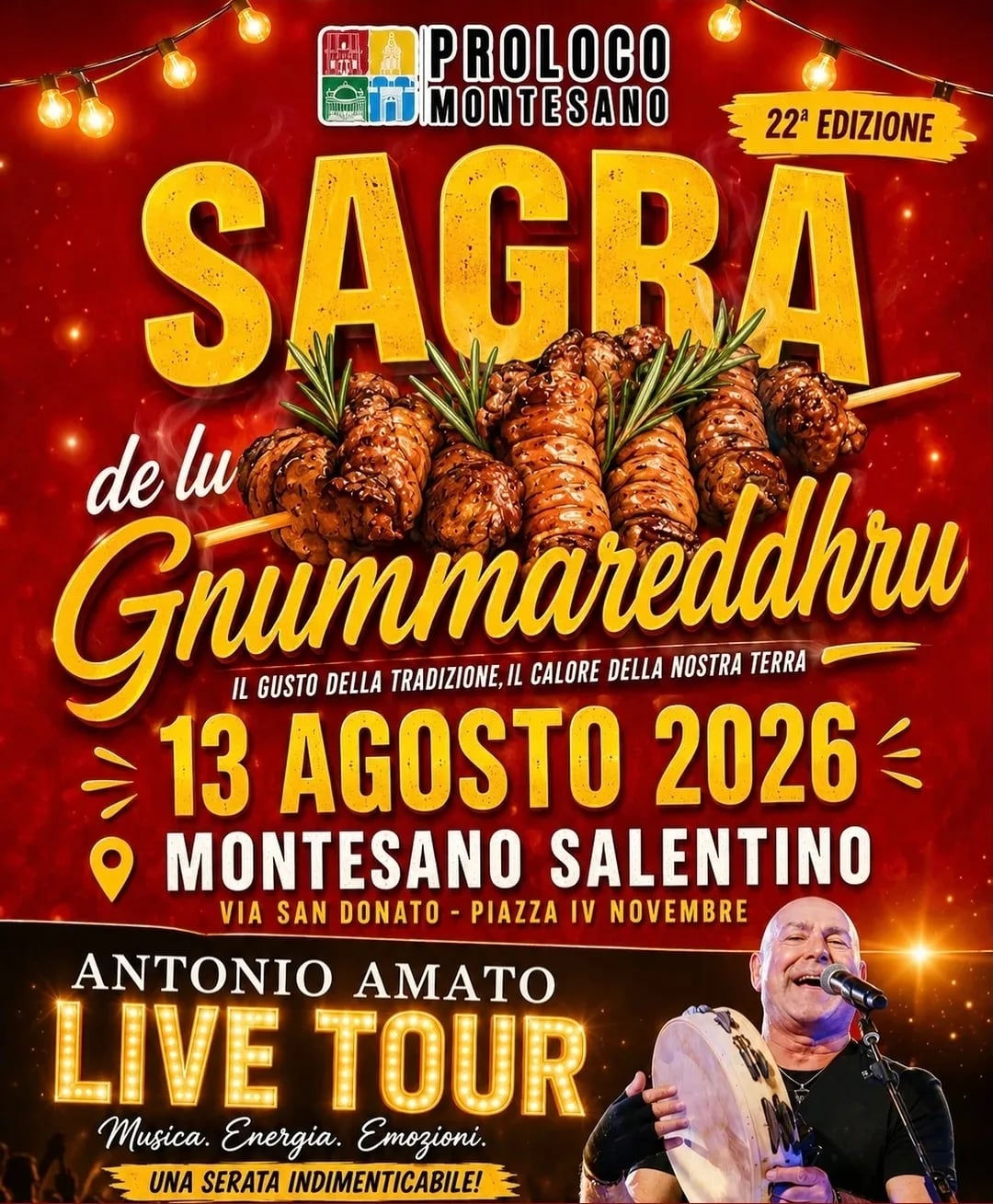 Locandina Antonio Amato Live Tour 2026 a Montesano Salentino (Lecce)