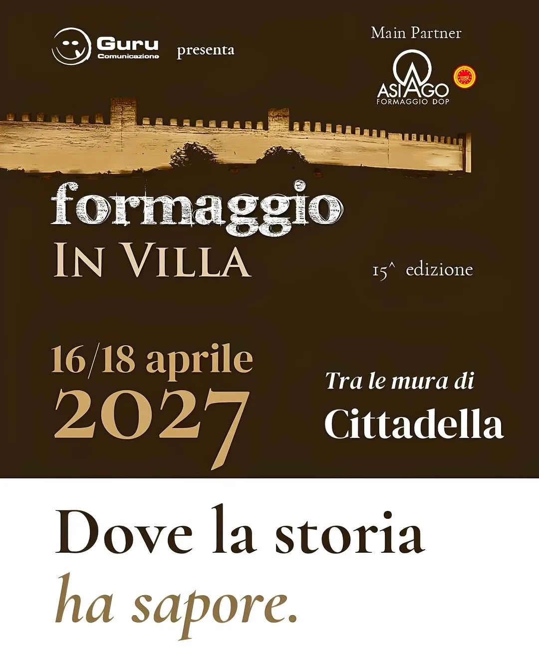 Locandina 15ª Formaggio in Villa 2027 a Cittadella (Padova)