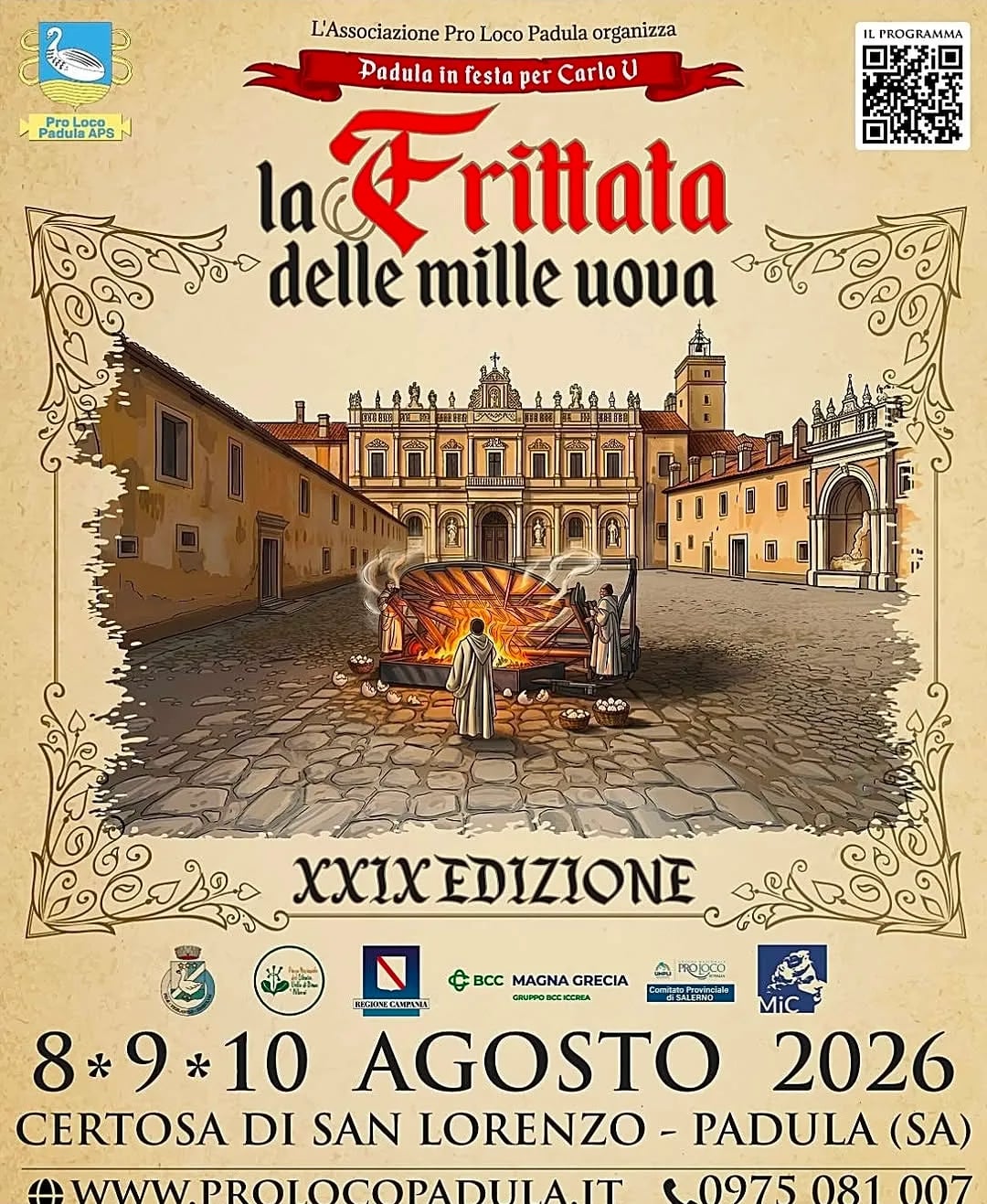Locandina 29ª Edizione La Frittata delle Mille Uova 2026 a Padula (Salerno)
