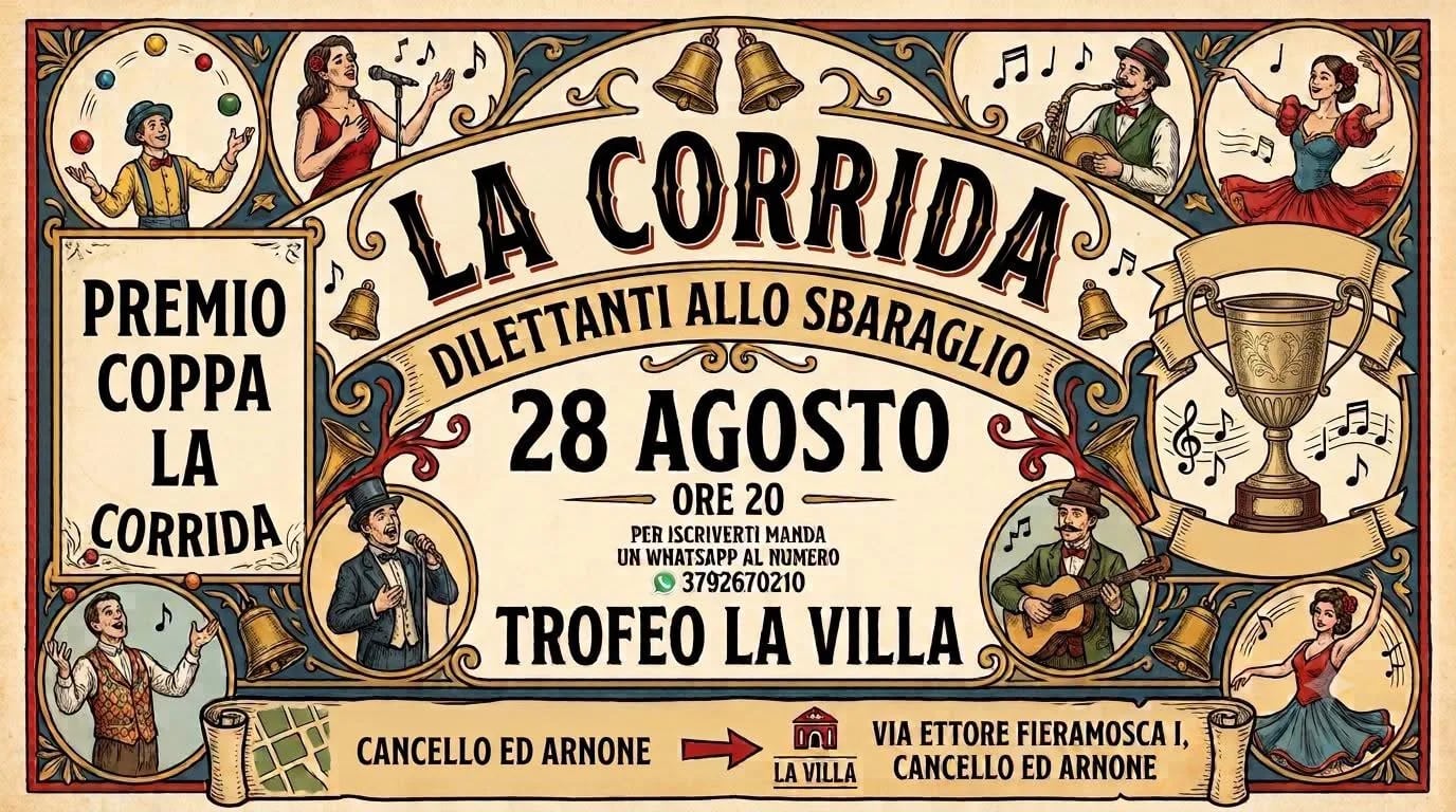 Locandina Premio Coppa La Corrida 2026 a Cancello ed Arnone (Caserta)