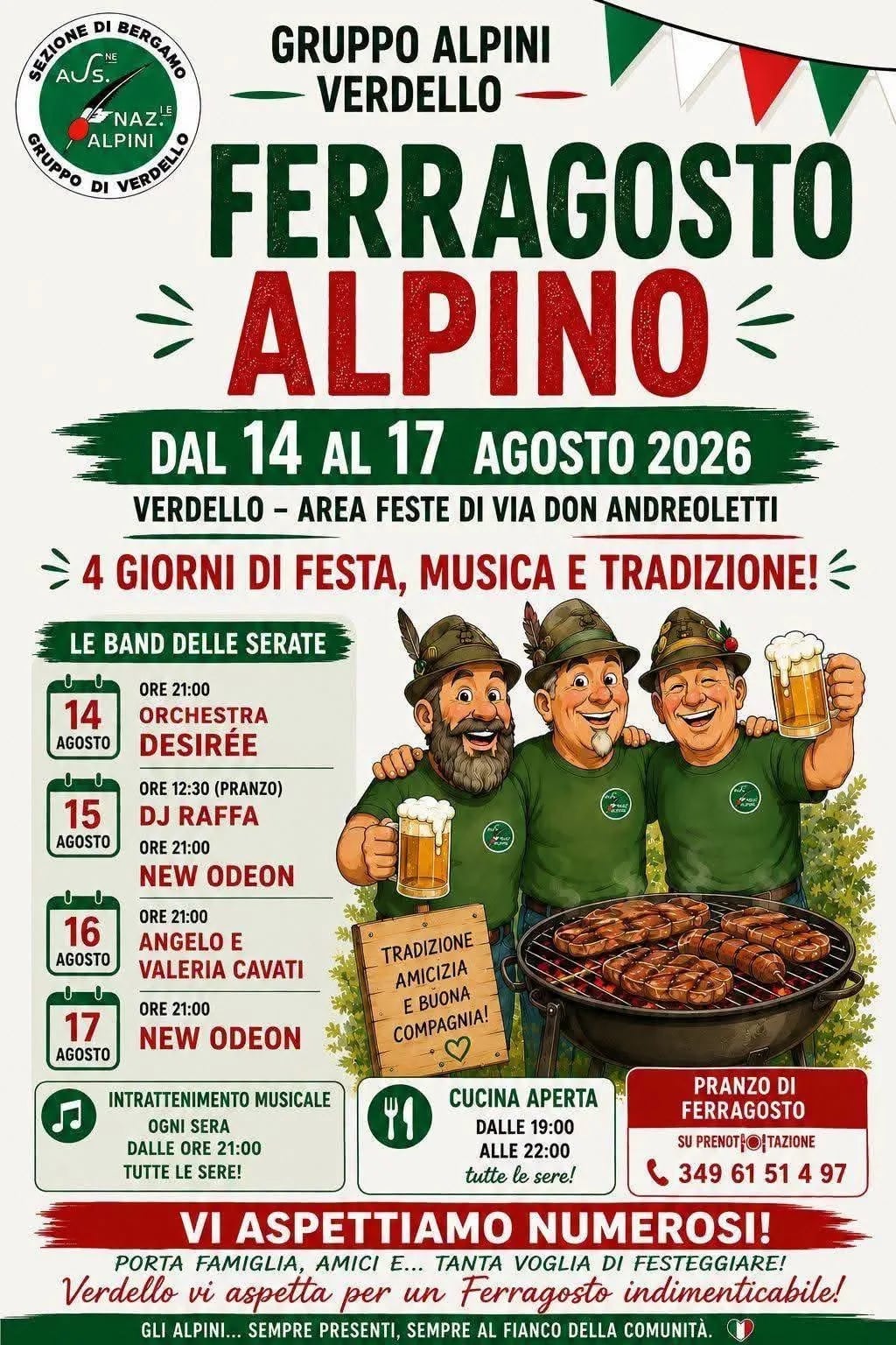 Locandina Angelo e Valeria Cavati — Ferragosto Alpino 2026 a Verdello (Bergamo)