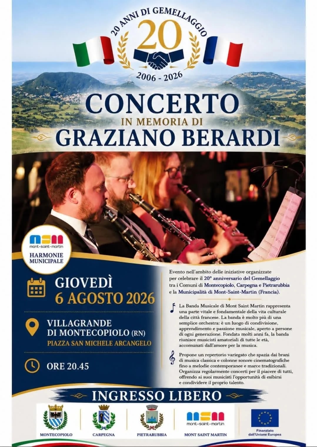 20° Anniversario Gemellaggio: Concerto in memoria di Grazian
