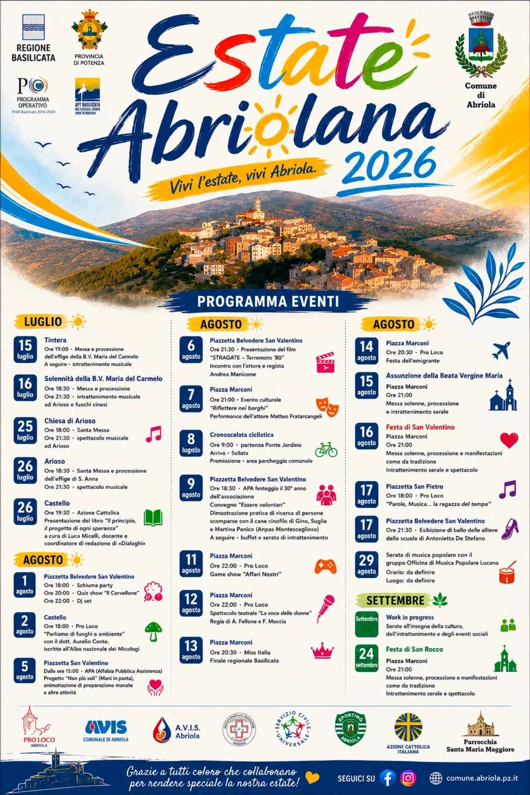 Locandina Festa di San Valentino 2026 a Abriola (Potenza)