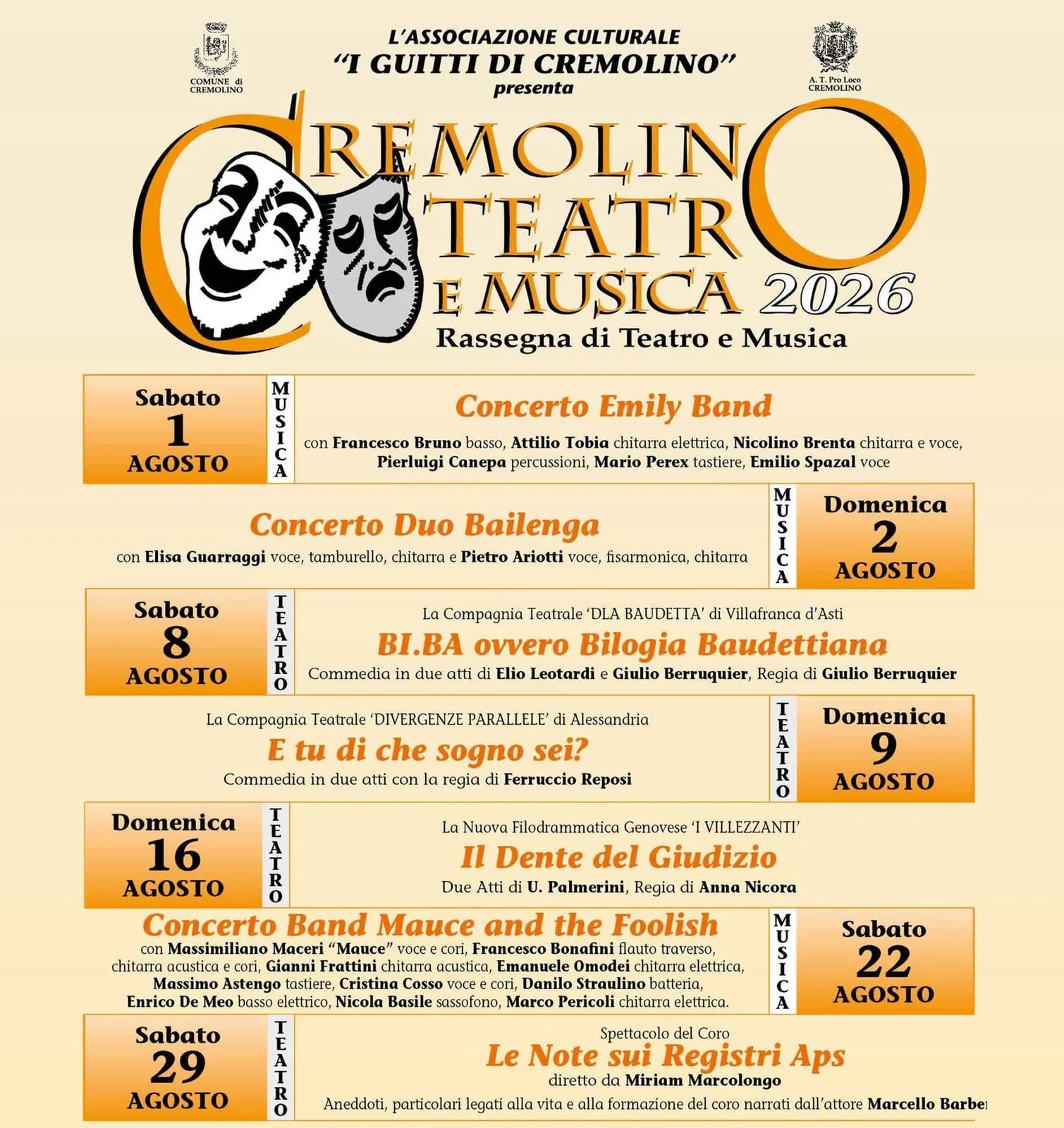 Locandina Il Dente del Giudizio — Cremolino Teatro e Musica 2026 a Cremolino (Alessandria)
