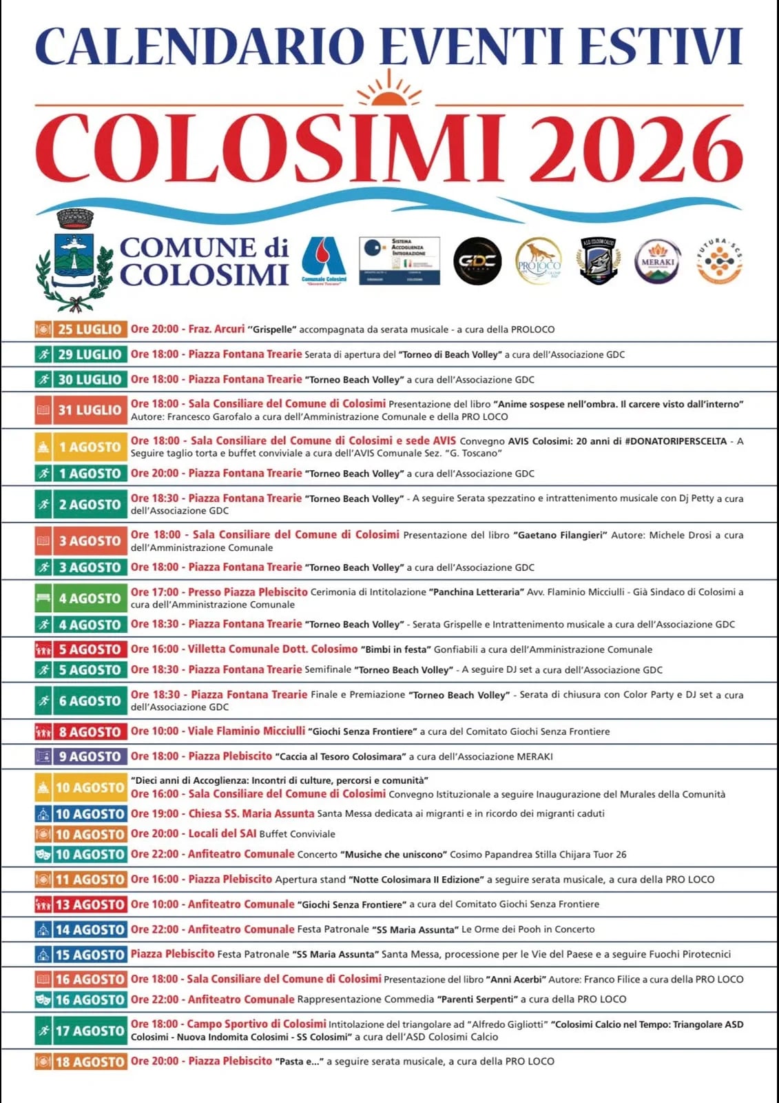 Locandina Giochi Senza Frontiere 2026 a Colosimi (Cosenza)