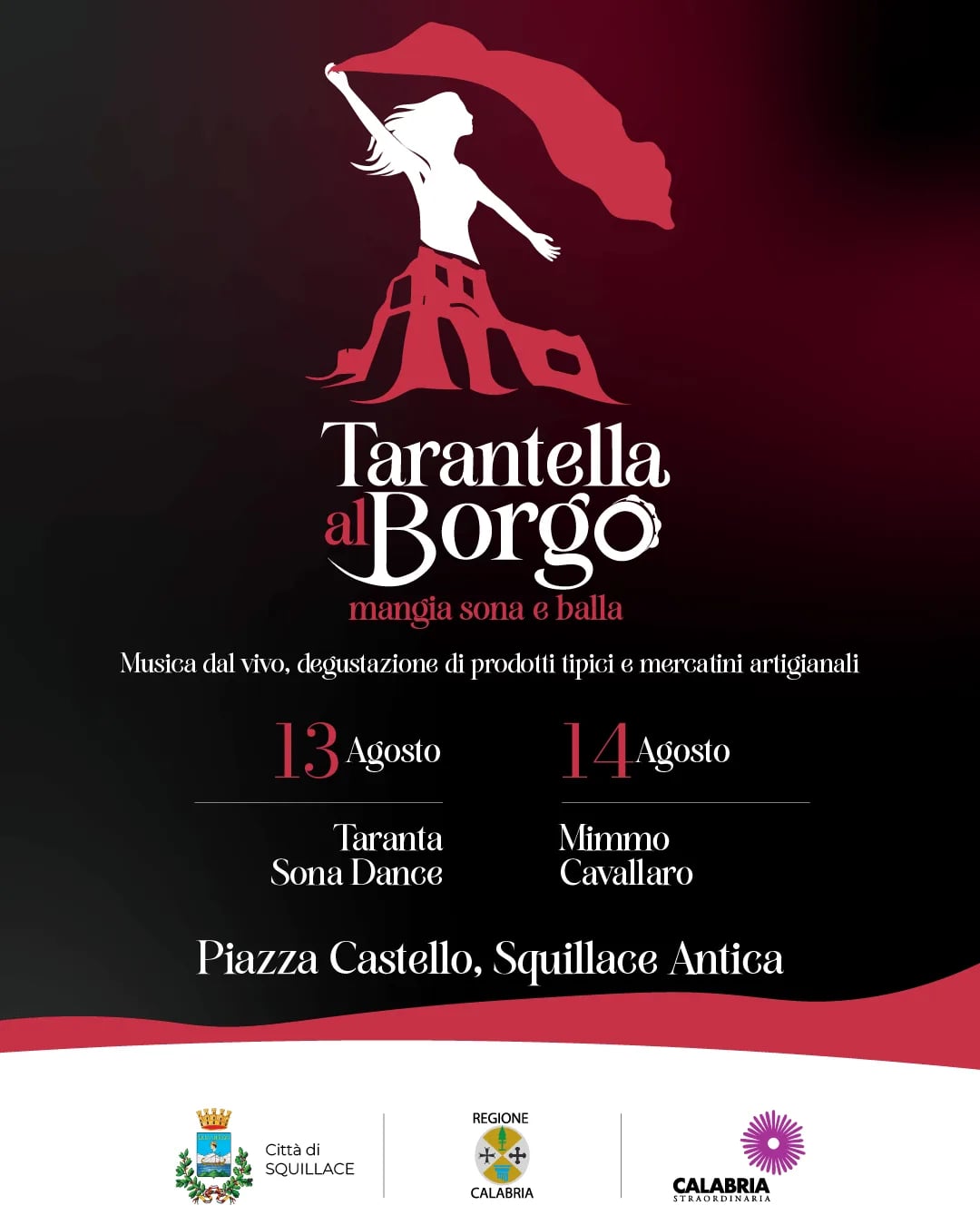 Locandina Tarantella al Borgo 2026 a Squillace (Catanzaro)
