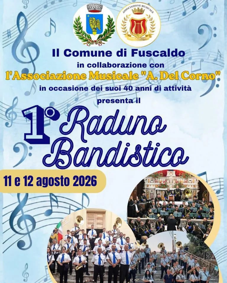Locandina 1° Raduno Bandistico 2026 a Fuscaldo (Cosenza)
