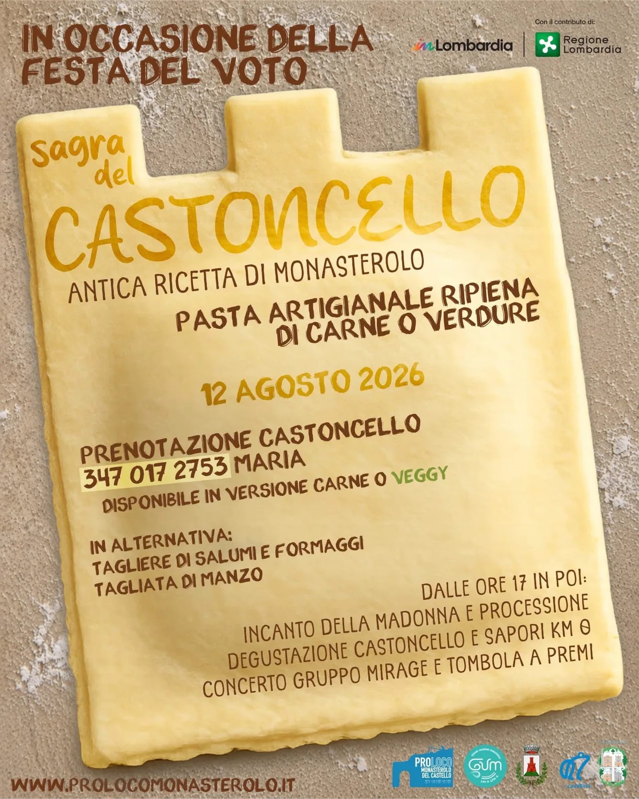 Locandina Sagra del Castoncello 2026 a Monasterolo di Savigliano (Cuneo)