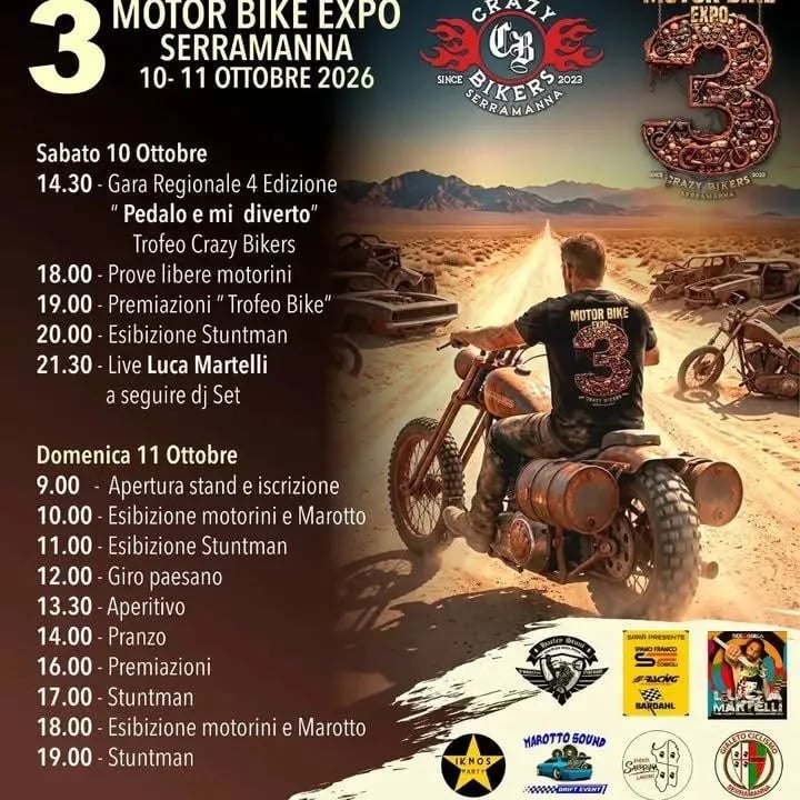 Locandina DJ Set — Motor Bike Expo 2026 a Serramanna (Sud sardegna)