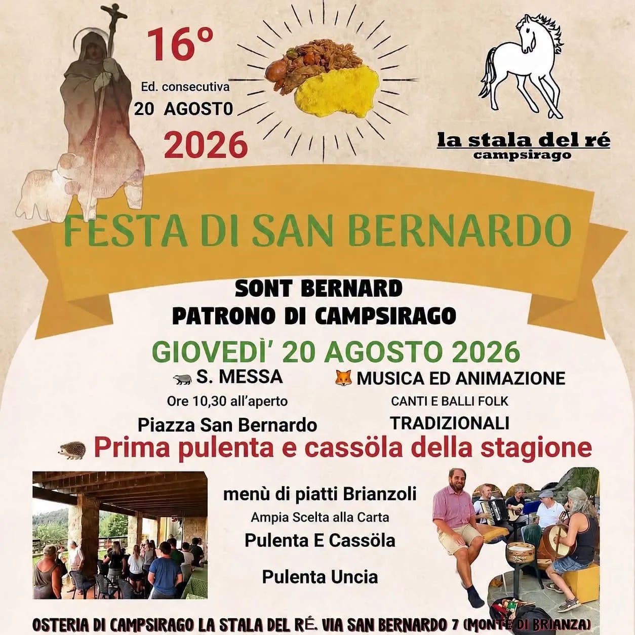 Locandina 16ª Festa di San Bernardo 2026