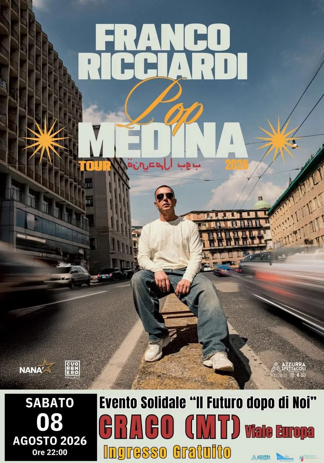 Franco Ricciardi Pop Medina Tour 2026 Evento Solidale Il