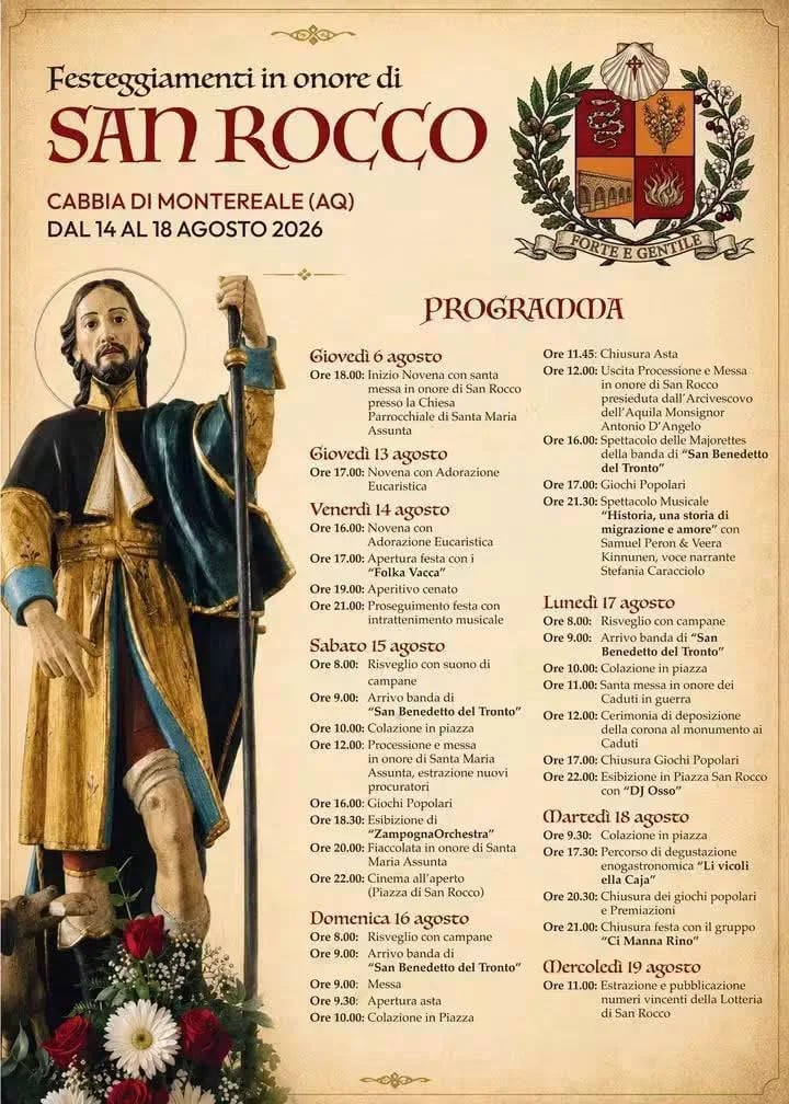 Locandina Santa Messa per i Caduti 2026 a Montereale (L'aquila)