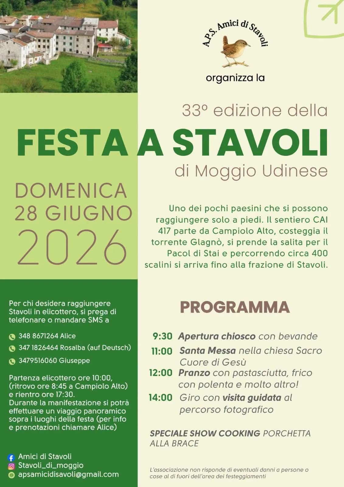 33° Festa a Stavoli di Moggio Udinese 2026