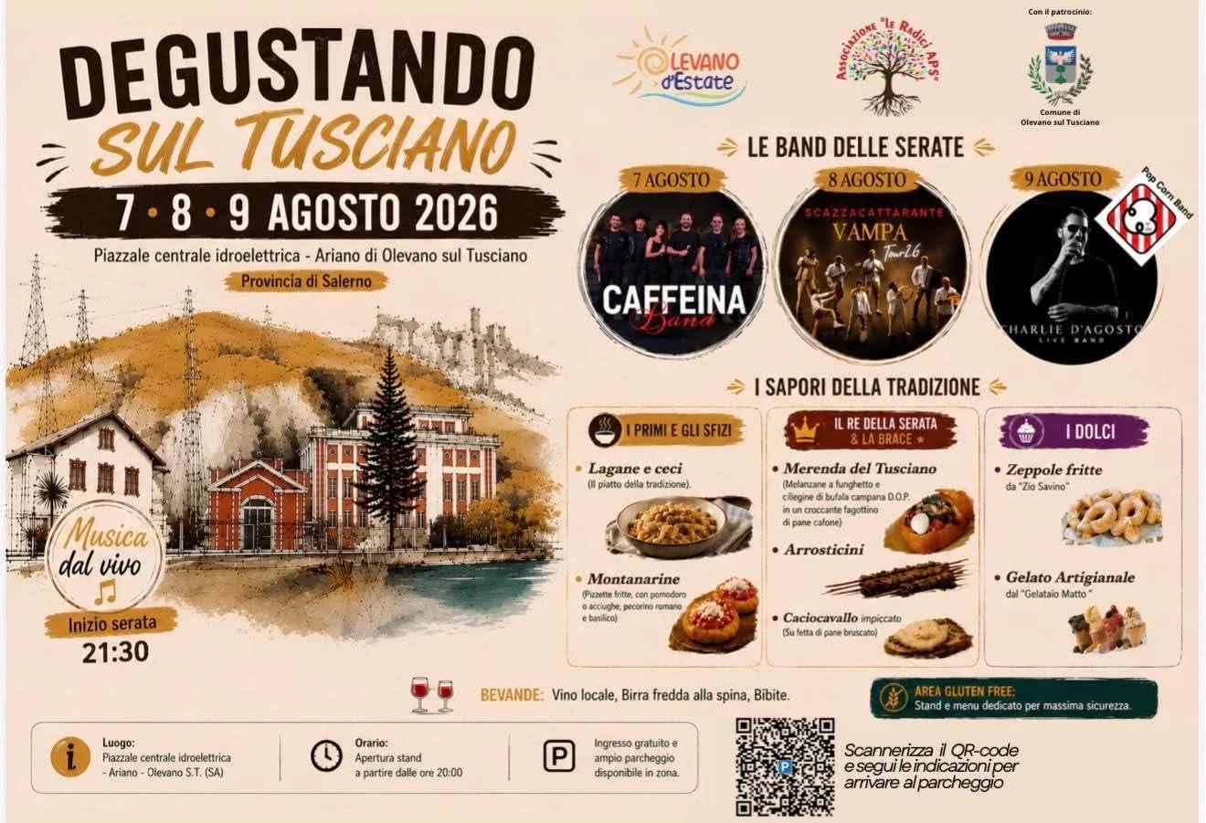 Locandina Degustando sul Tusciano 2026 a Olevano sul Tusciano (Salerno)