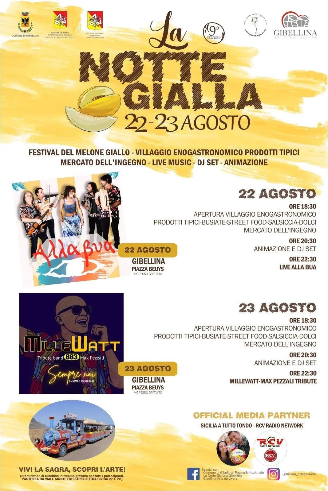 Locandina calendario eventi agosto 2026 a Gibellina (Trapani)