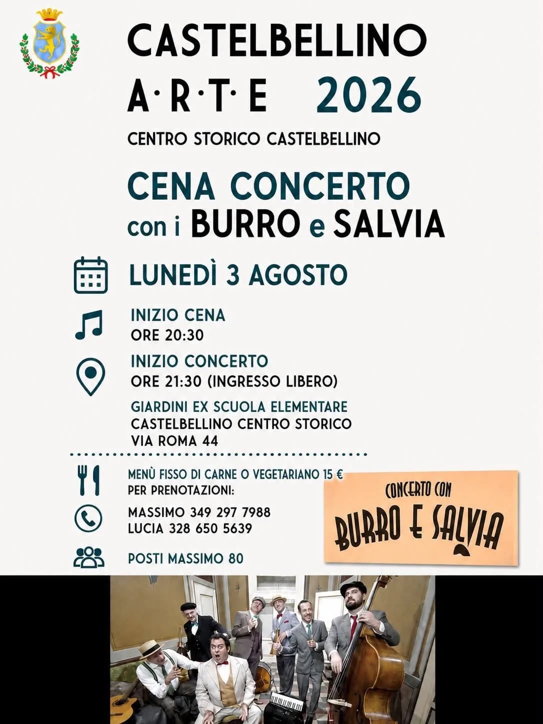 Castelbellino A·R·T·E 2026 Cena Concerto con Burro e Salvia